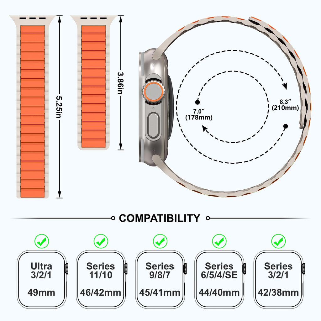 THWALK Magnetic Link Solo Loop Sport Silicone Bands Compatible with Apple Watch Ultra 3/2/1 49mm, Series 11/10 46/42mm, 9/8/7 45/41mm, SE 6/5/4 44/40mm, 3/2/1 42/38mm for Women Men