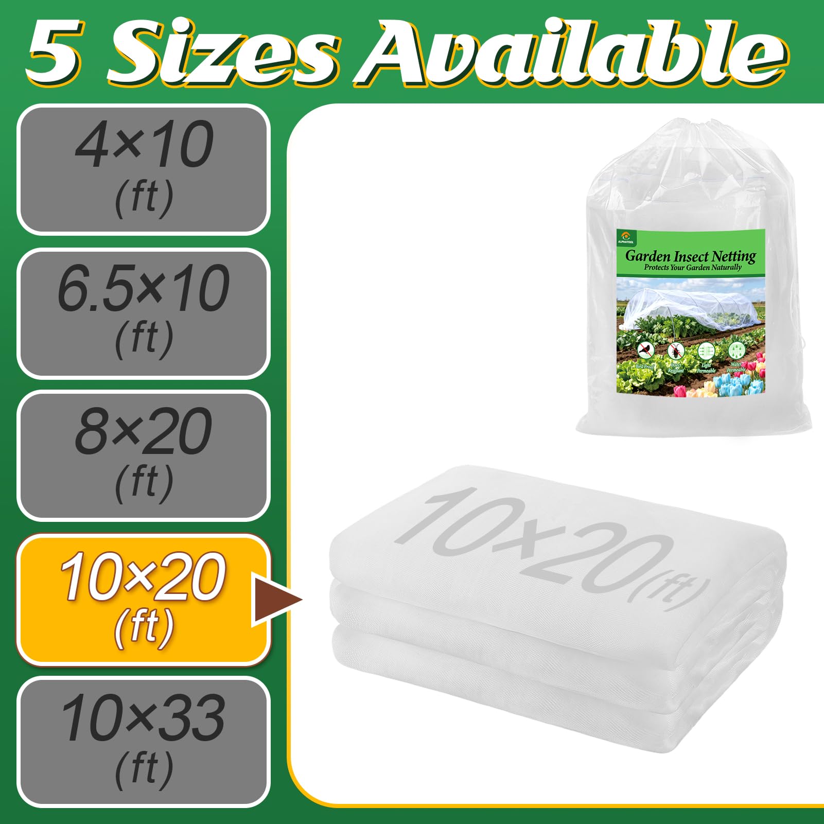 4x10ft Garden Netting - Ultra Fine Mesh Plant Covers to Keep Small Animals Pest Out, Bird Barrier for Protecting Vegetables Fruits Flowers Raised Beds (Without Support Pole)