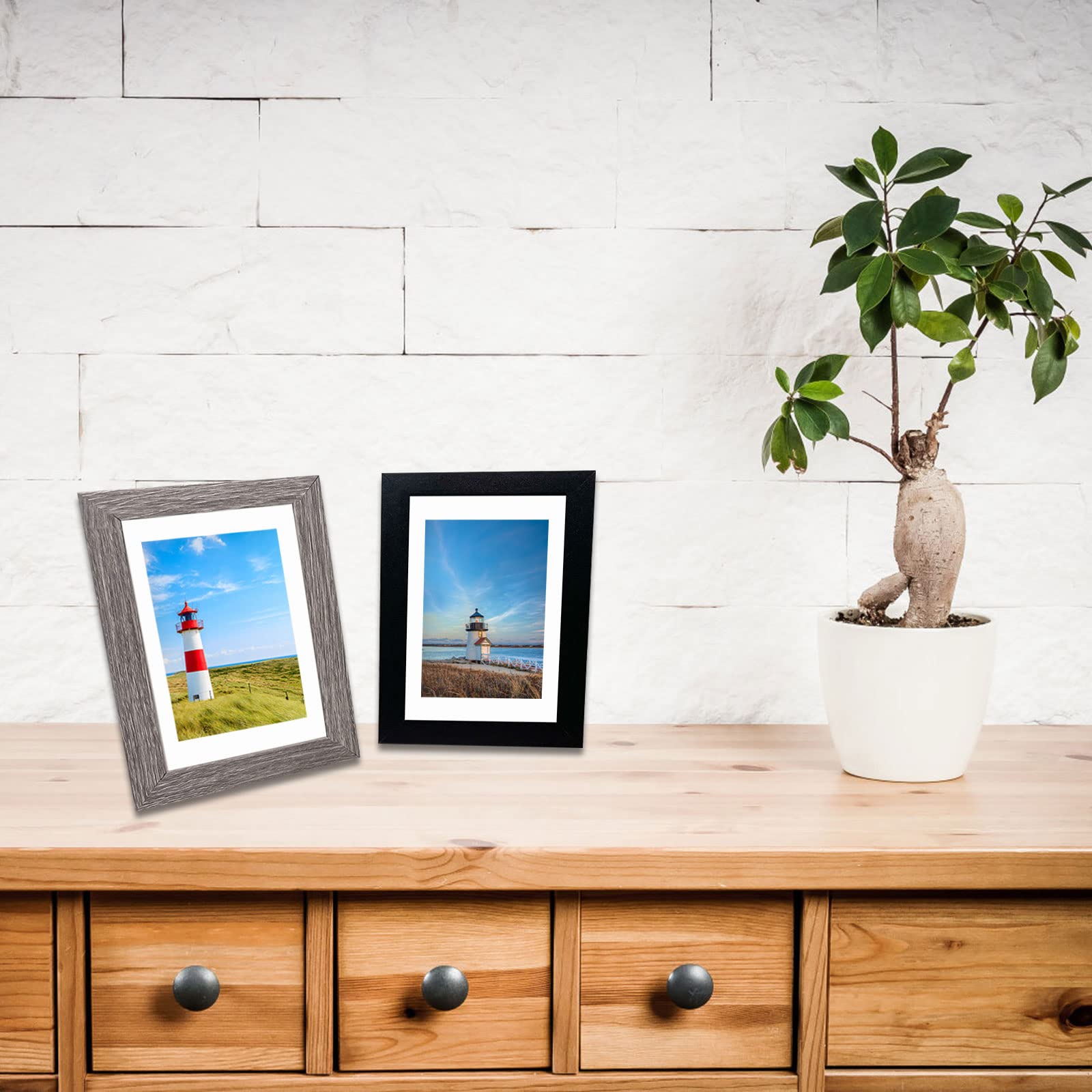 4x6 Picture Frames Set of 8, Rustic Picture Frames Multi Wood-Color,Vertical and Horizontal Formats for Wall Hanging and Tabletop Display,Perfect for Rustic Home & Office Decor