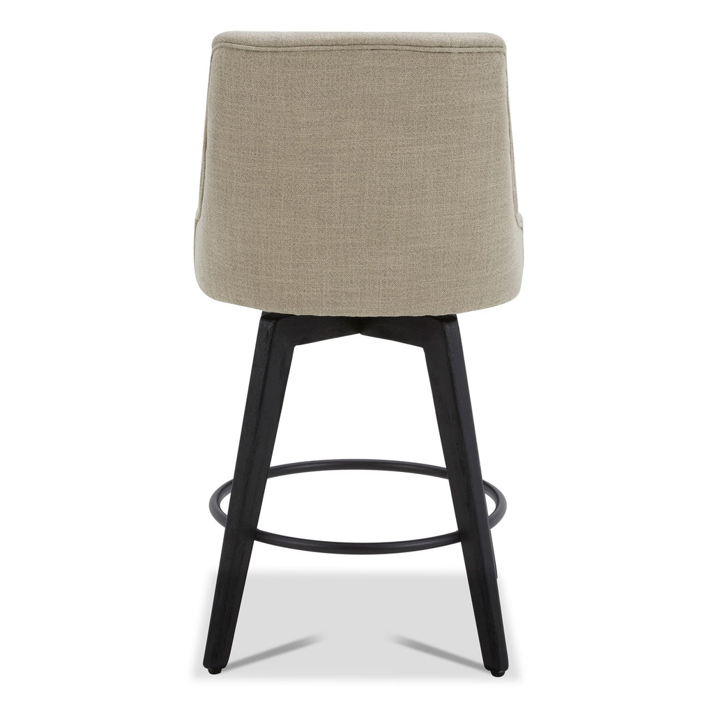 Watson & Whitely Counter Height Bar Stools, Performance Fabric Upholstered Modern Swivel Barstool with Back, Solid Wood Legs, 26" H Seat, Flint Grey