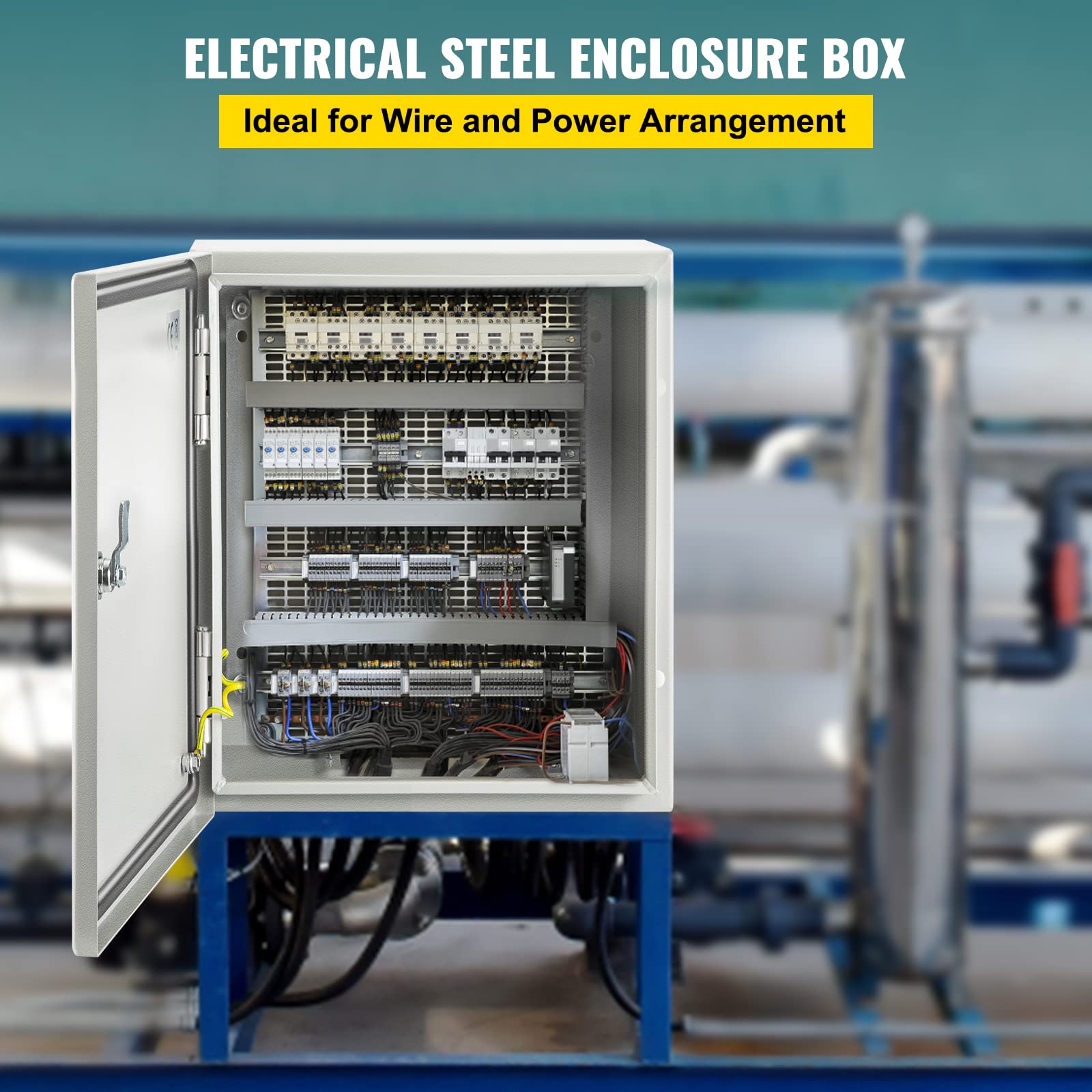 VEVOR NEMA Steel Enclosure, 8" x 8" x 6" NEMA 4X Steel Electrical Box, IP66 Waterproof & Dustproof, Outdoor/Indoor Electrical Junction Box, with Mounting Plate