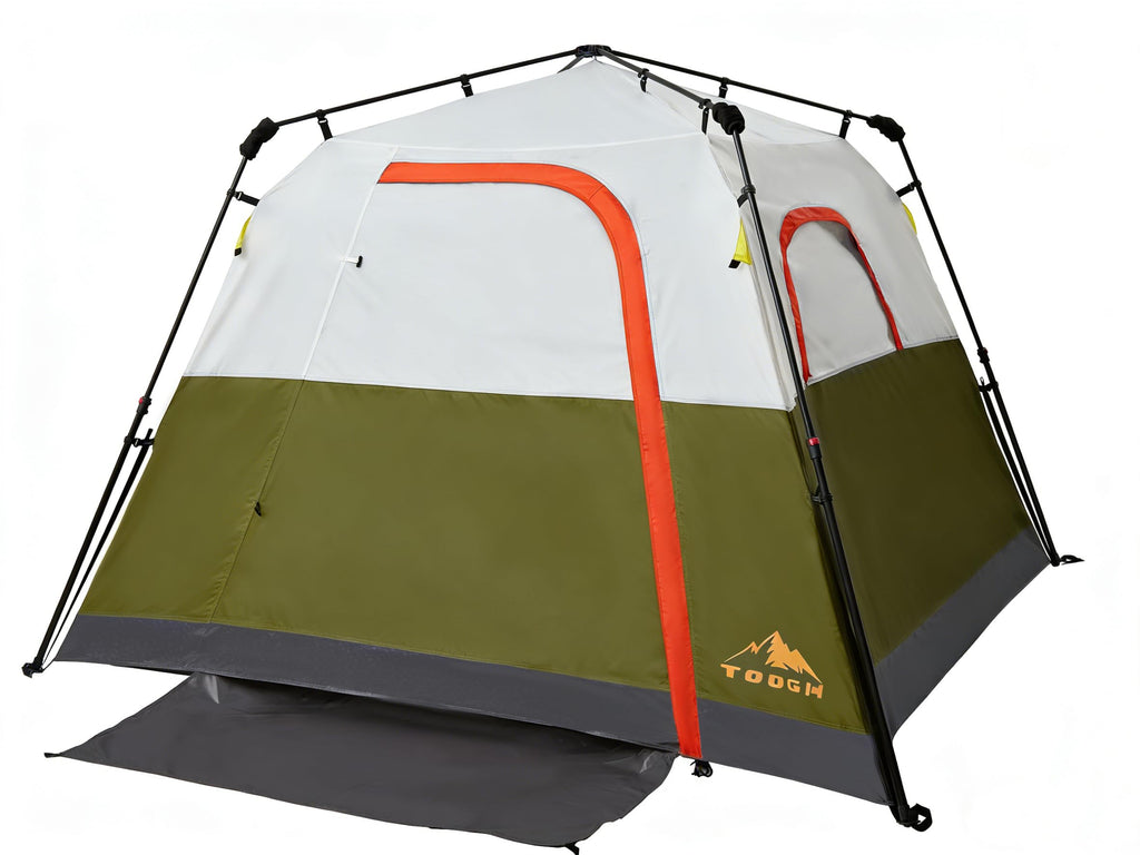 3/4 Person Camping Tent with 1 Door, 4 Windows, and Upgraded Ventilation– Instant Setup, Waterproof, 8'x 8'x 67''Oxford Fabric Floor Pop Up in 60 Seconds Includes Rainfly and Backpack