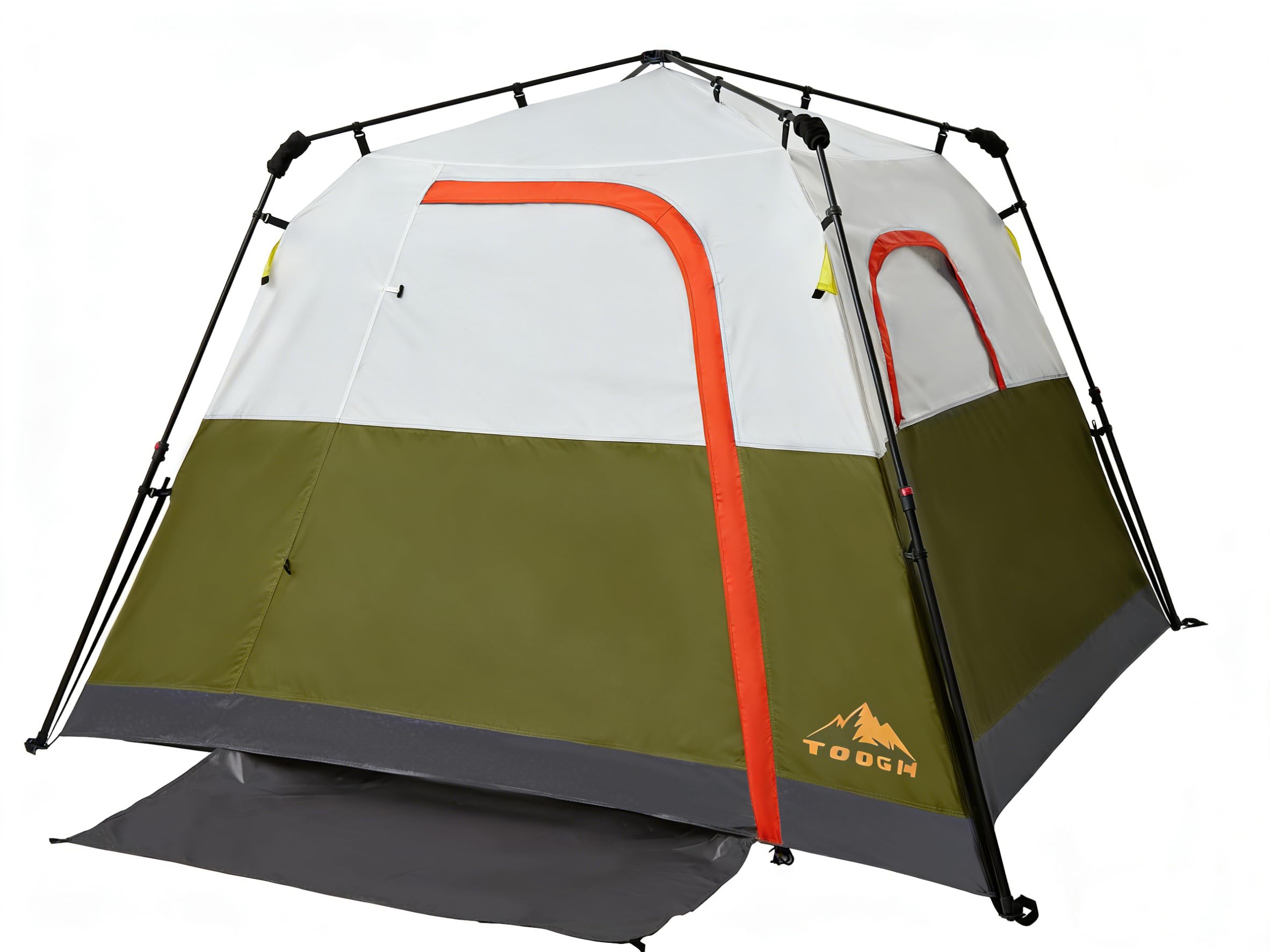 3/4 Person Camping Tent with 1 Door, 4 Windows, and Upgraded Ventilation– Instant Setup, Waterproof, 8'x 8'x 67''Oxford Fabric Floor Pop Up in 60 Seconds Includes Rainfly and Backpack