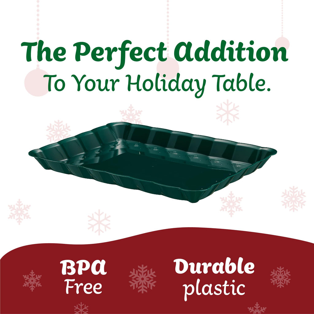 Plasticpro Plastic Serving Trays - Serving Platters Rectangle 9X13 Disposable Party Dish 4 Black Trays