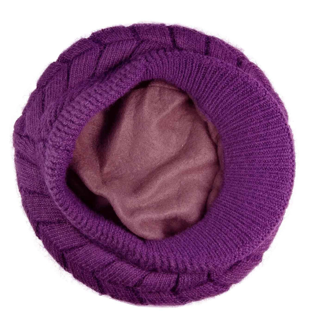 Women Winter Warm Knit Hat Wool Snow Ski Caps with Visor