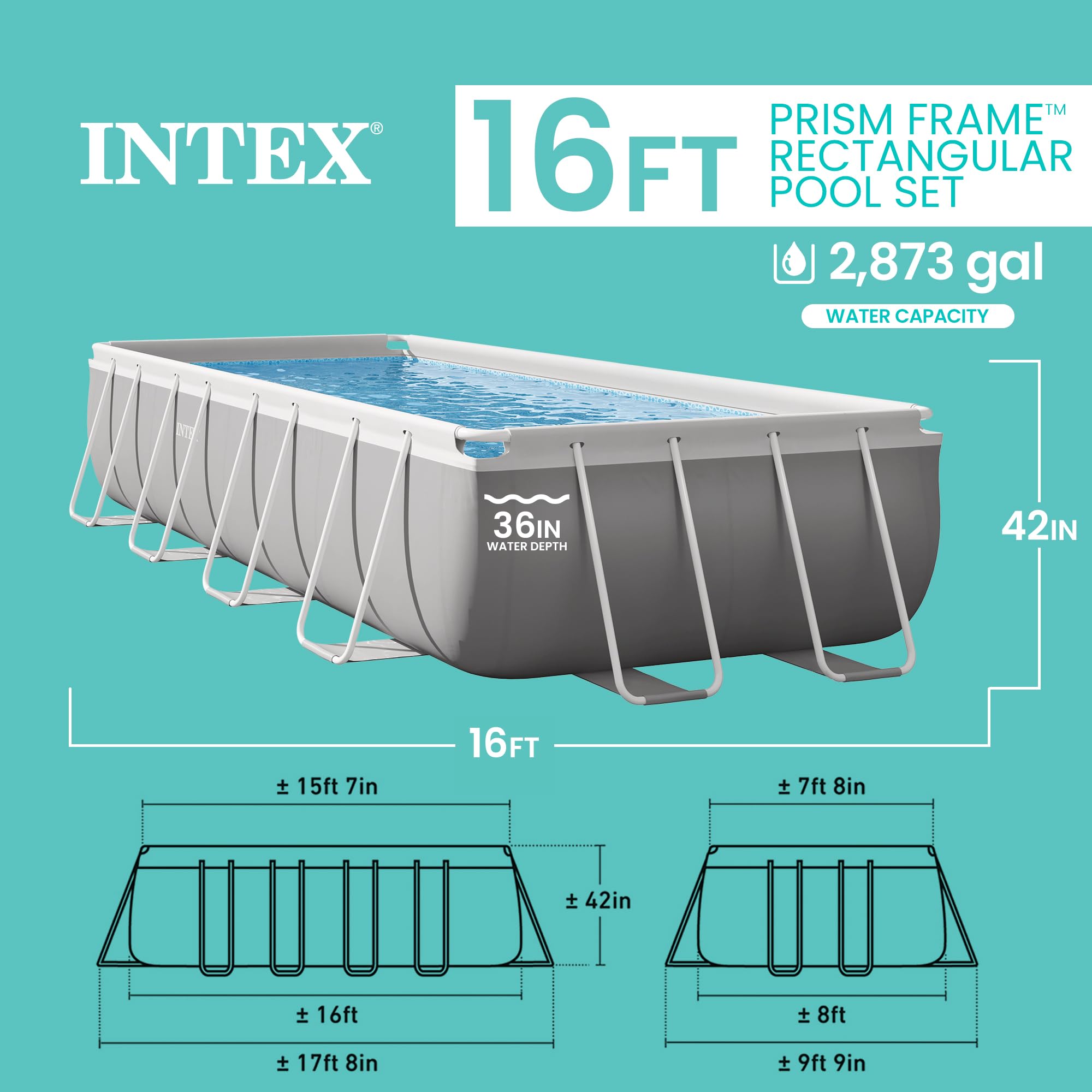 INTEX 26700EP 10Ft X 30In Prism Frame Premium Above Ground Swimming Pool (Pump Not Included)