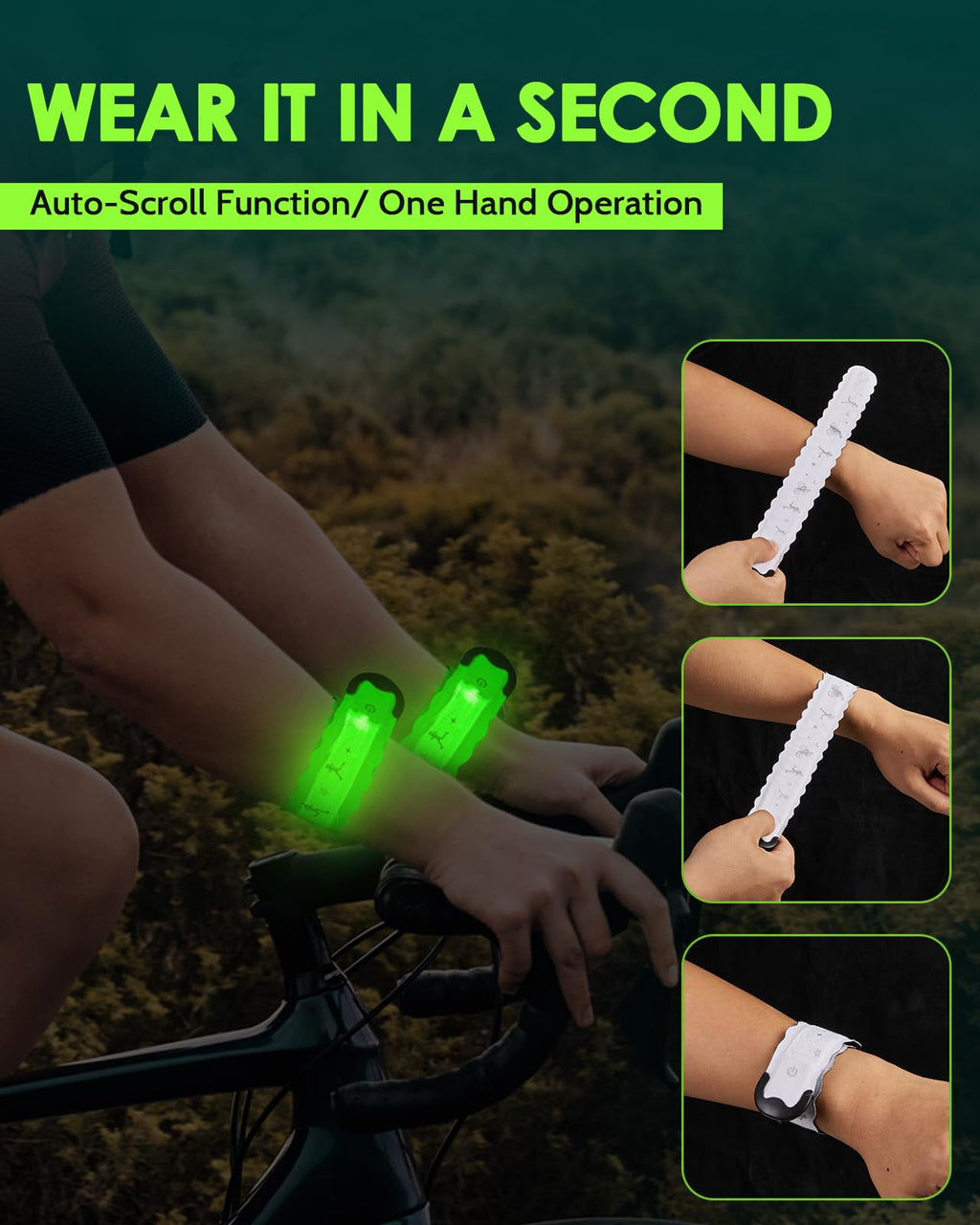 Fitense Rechargeable LED Armband 2-Pack, High Visibility Running Gear for Night Safety, 5 Colors & 3 Modes Light Up Wristbands for Night Walking, Cycling, Running Gift for Women Men Kids，White