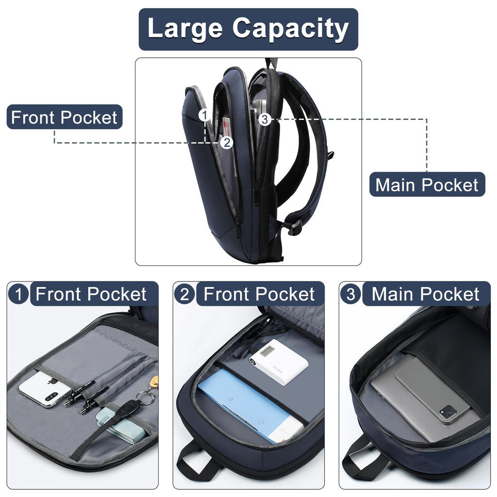 hk Business Backpack for Men 15.6 Inch,Slim & Expandable Waterproof Travel Laptop Backpack, Anti-Theft Lightweight Work Computer Bag, College Laptop Backpacks Gifts for Men Women-Black