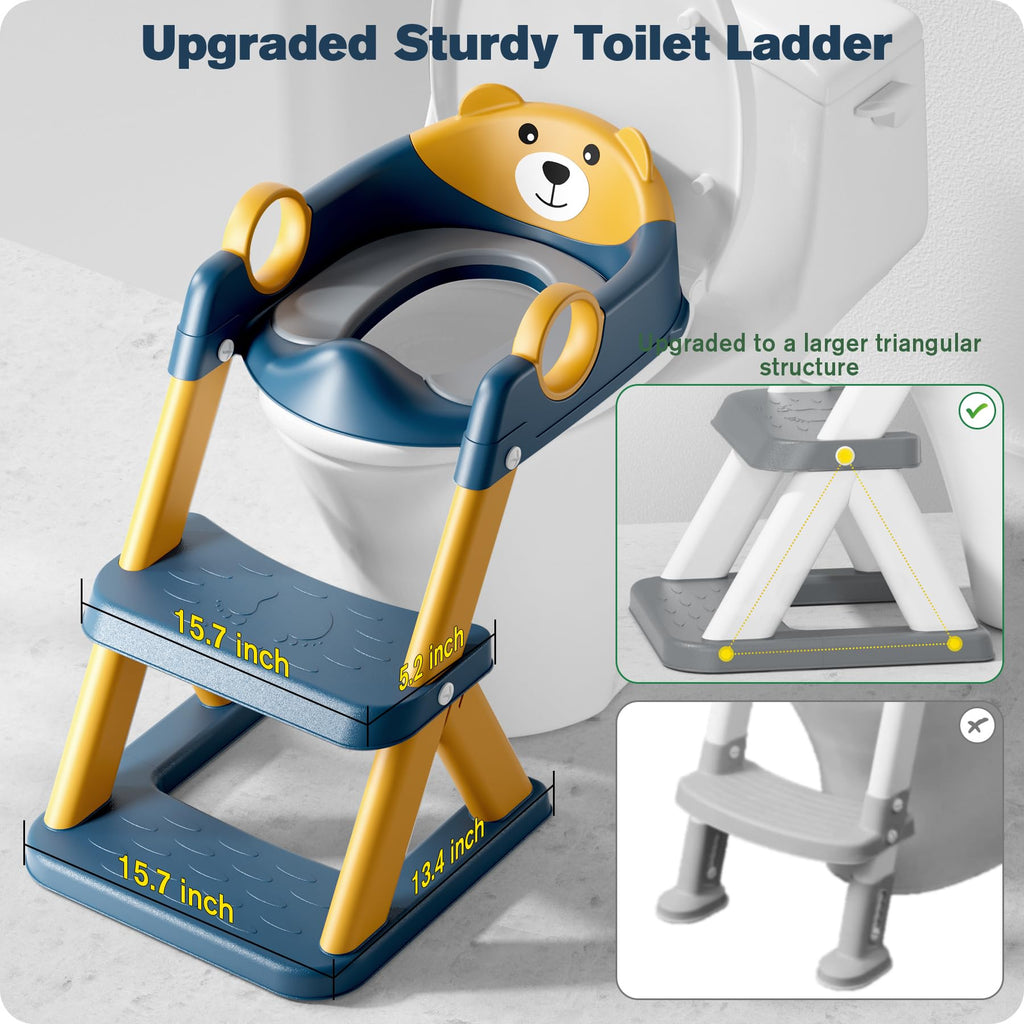 Potty Training Seat, Upgrade Toddler Toilet Seat for Kids Boys Girls, 2 in 1 Potty Training Toilet, Splash Guard Anti-Slip Pad Step Stool(Blue)