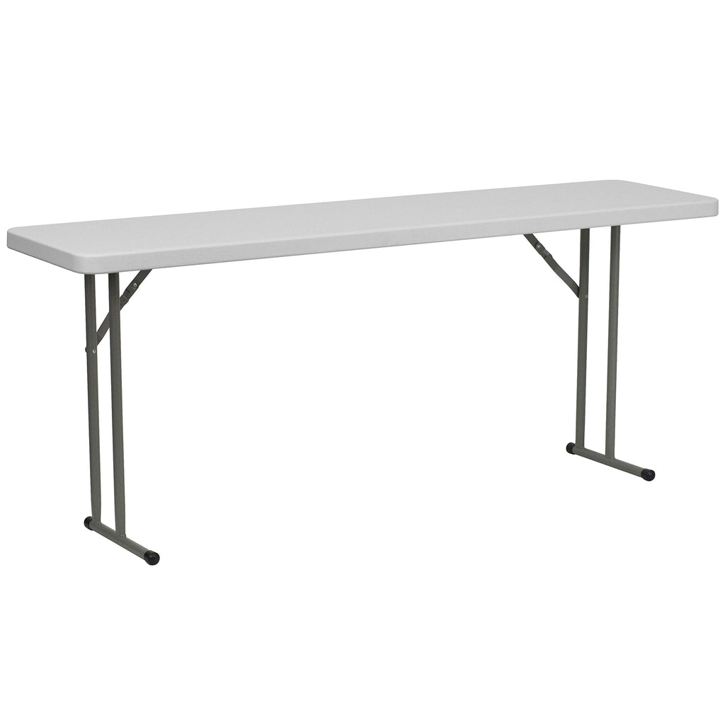 EMMA + OLIVER 5' Rectangular Plastic Folding Table, Long Plastic Foldable Table for Residential Indoor/Outdoor Events, White