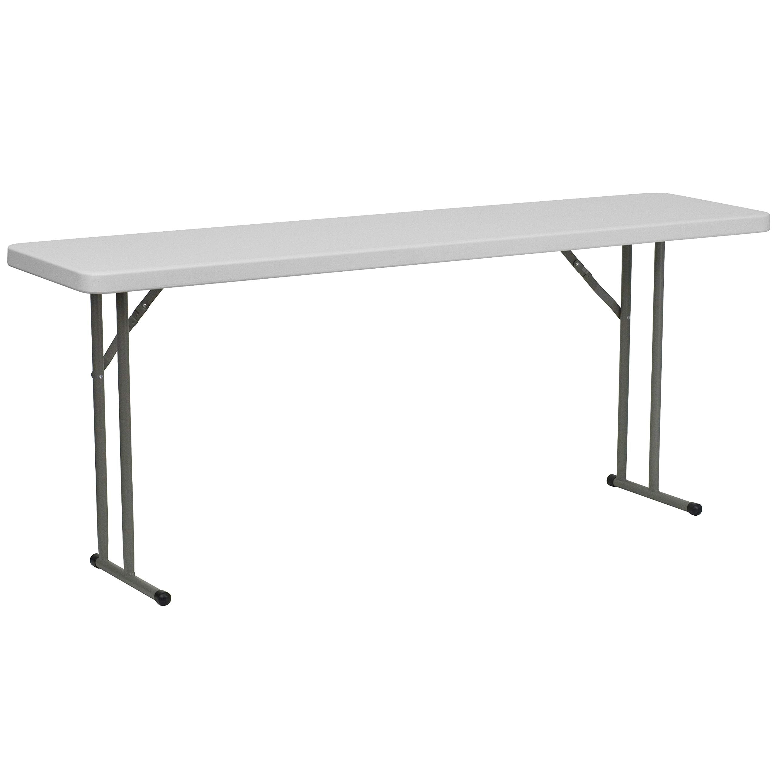 EMMA + OLIVER 5' Rectangular Plastic Folding Table, Long Plastic Foldable Table for Residential Indoor/Outdoor Events, White