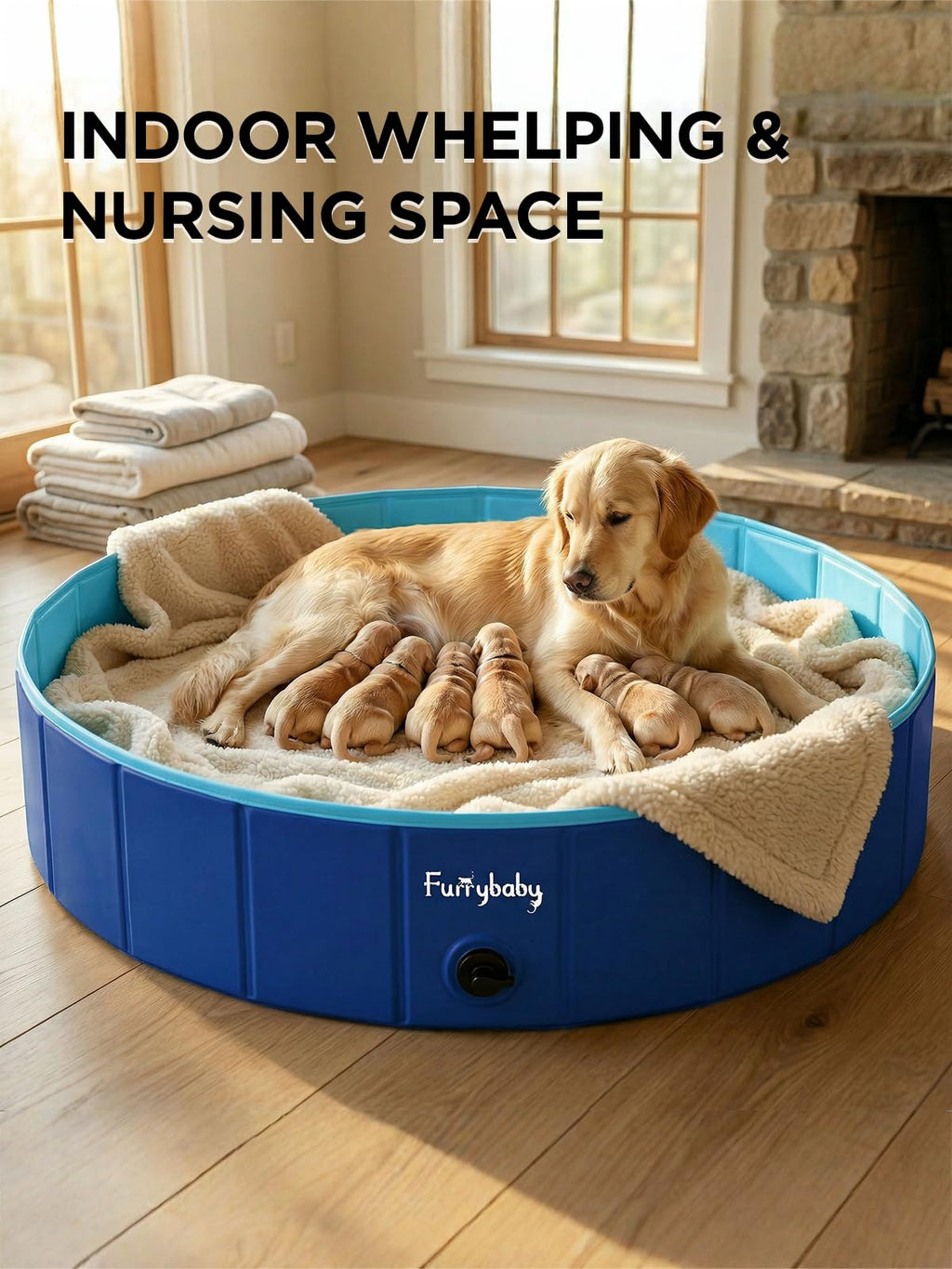 Foldable Dog Pool, Hard Plastic Kiddie Pool for Dogs, Collapsible Dog Pool with Rigid PP Core, Non-Slip PVC, Durable Pet Bath Tub for Indoor/Outdoor Backyard, 32" Green