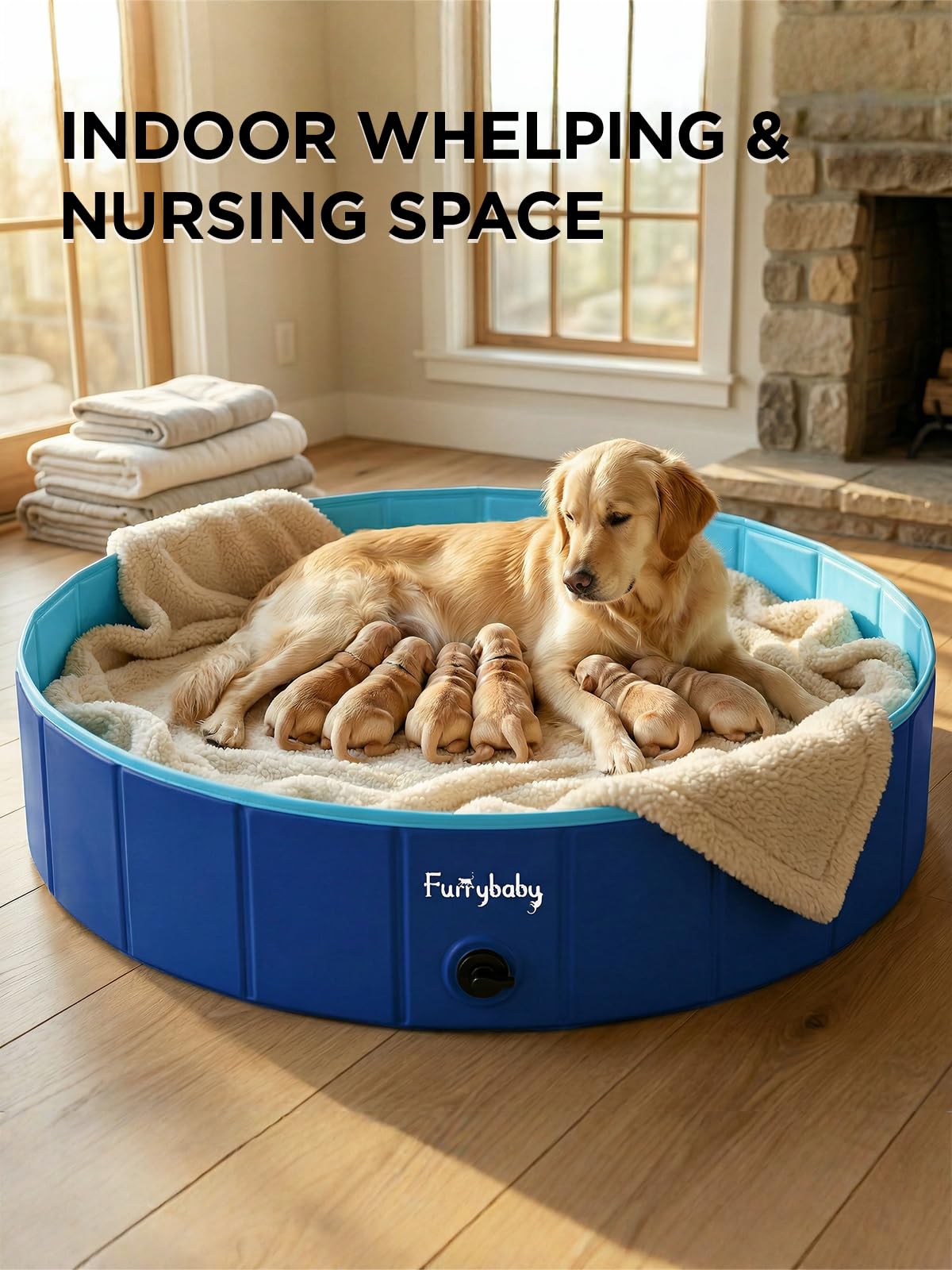 Foldable Dog Pool, Hard Plastic Kiddie Pool for Dogs, Collapsible Dog Pool with Rigid PP Core, Non-Slip PVC, Durable Pet Bath Tub for Indoor/Outdoor Backyard, 32" Green