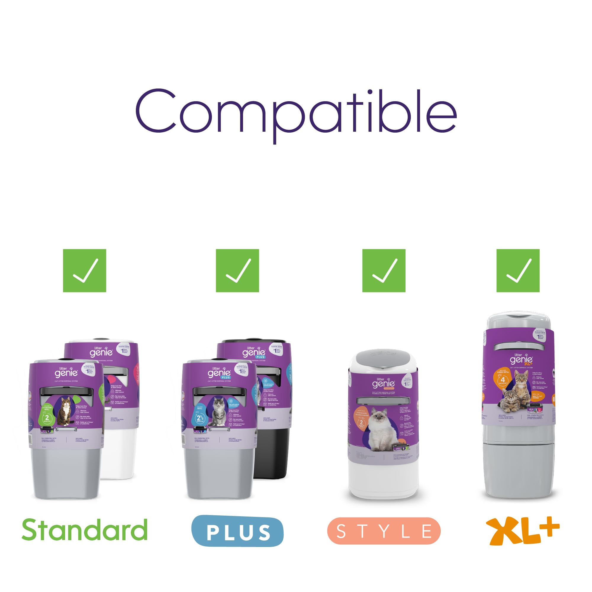Litter Genie Refill Bags | Jumbo 6-Pack 168 total ft | Up to 24 months of supply in 6 cartridges | Ultimate Odor Control Cat Litter Bags