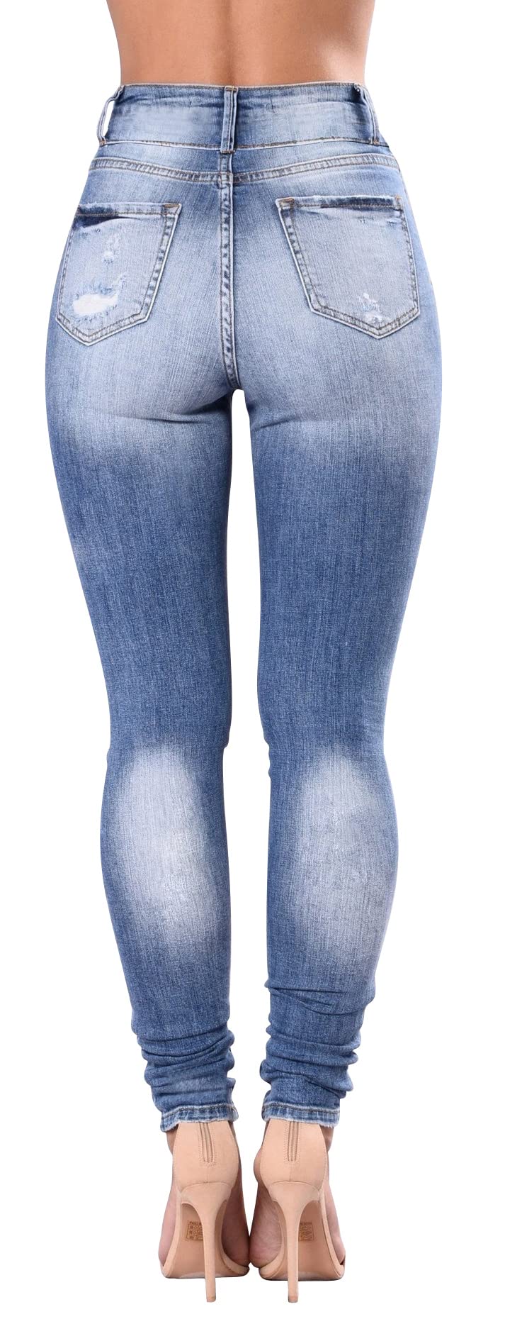 Qazel Vorrlon Women's High Waisted Jeans for Women Ripped Skinny Stretch Distressed Jeans High Rise Butt Lifting Demin Pants