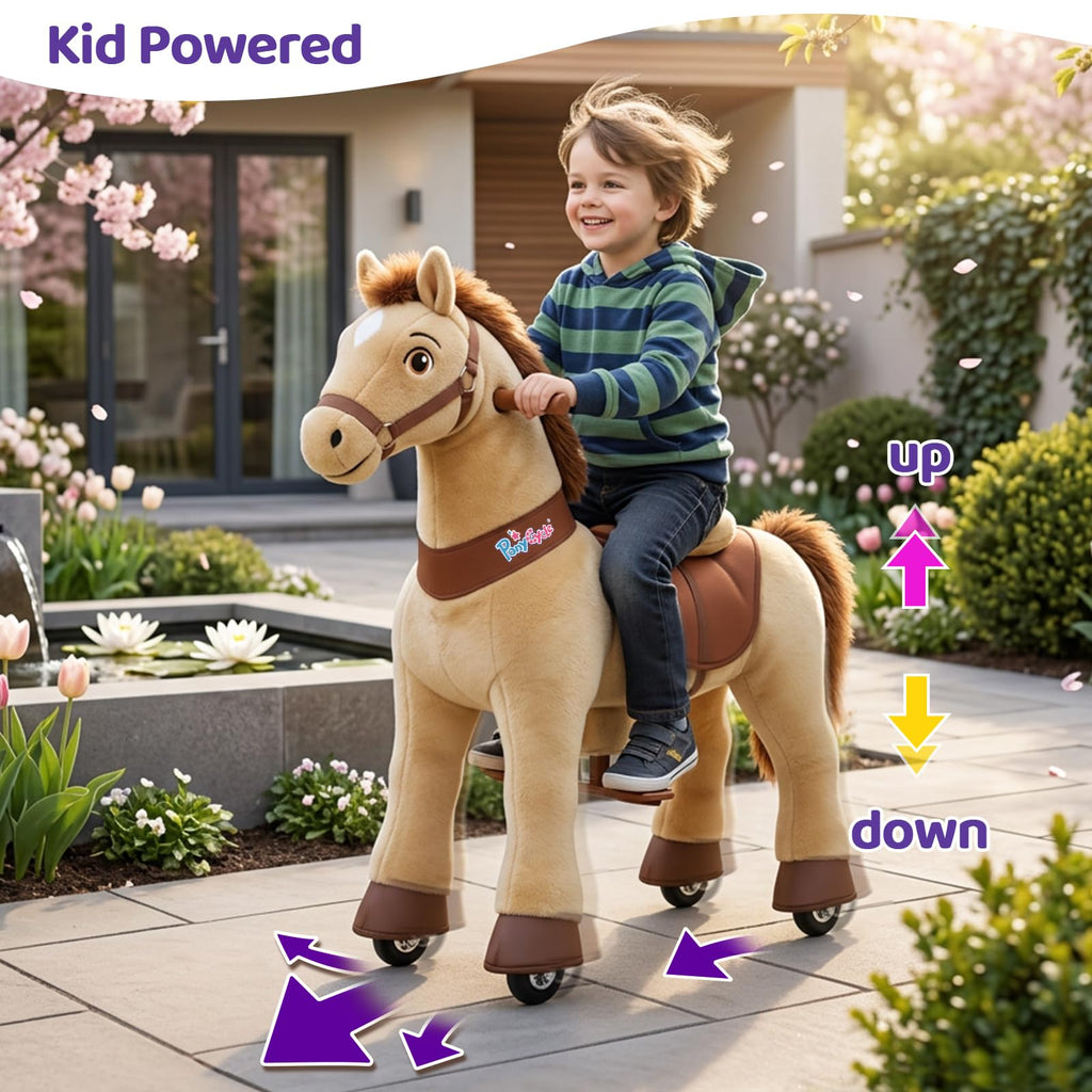 PonyCycle Ride on Toys Riding Black Horse Toys No Battery Required (with Brake/ 30" Height/Size 3) Pony Rider Walking Animals Rocking Horse Ride on Horse for Kids Riding Toys E338