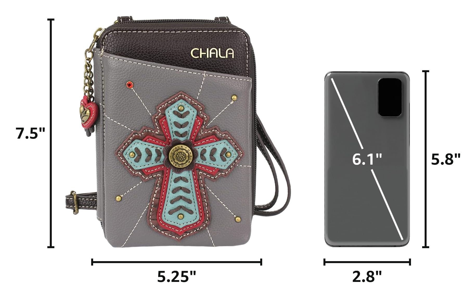 CHALA Wallet Crossbody Cell Phone Purse - Women Faux Leather Multicolor Handbag with Adjustable Strap