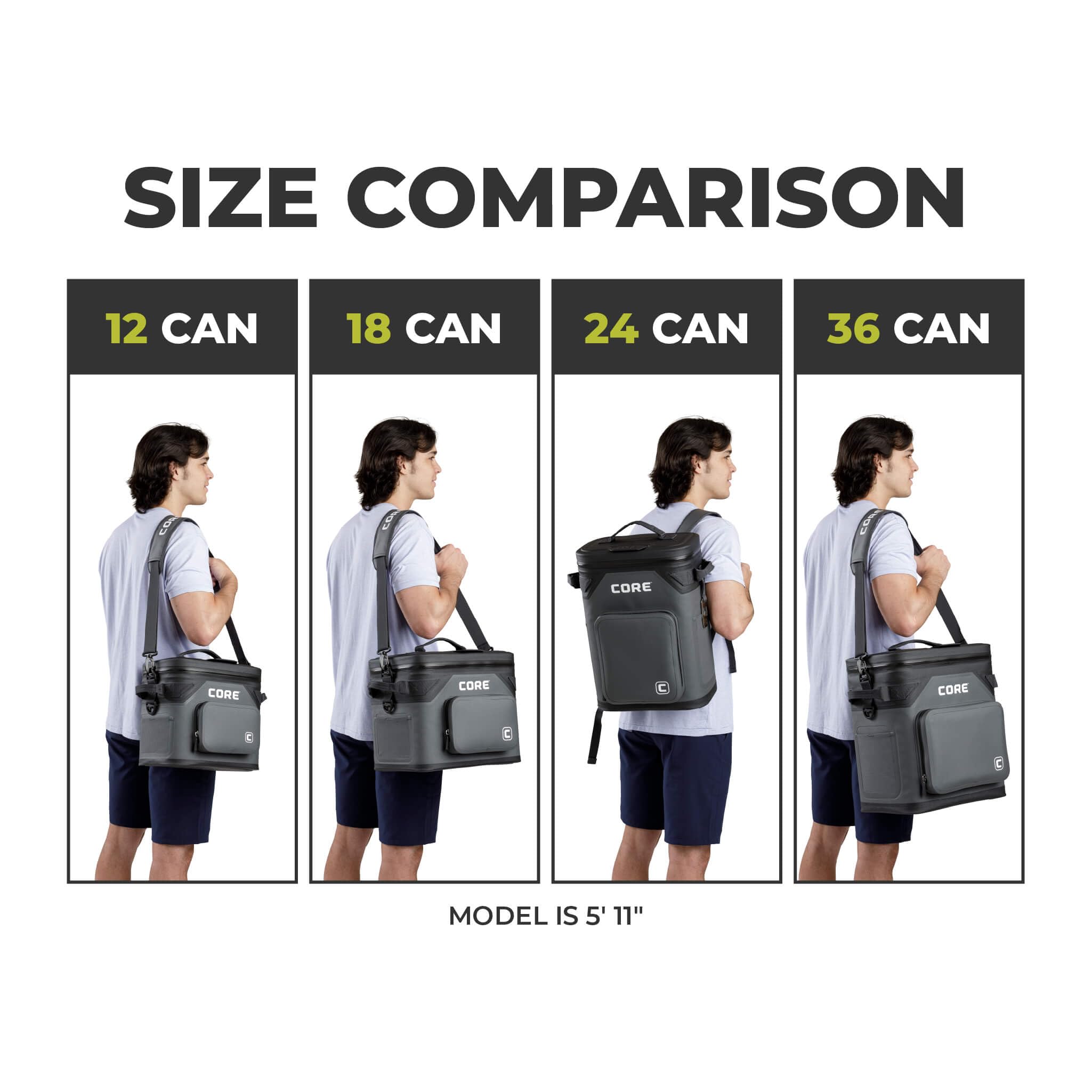 CORE Magnetic Leak Proof Soft Cooler with Waterproof Zipper | Insulated Bag Portable Ice Chest Box | Best Soft Cooler for Food & Beverages for Tailgating, Car Camping, Travel, and Family Beach Picnics