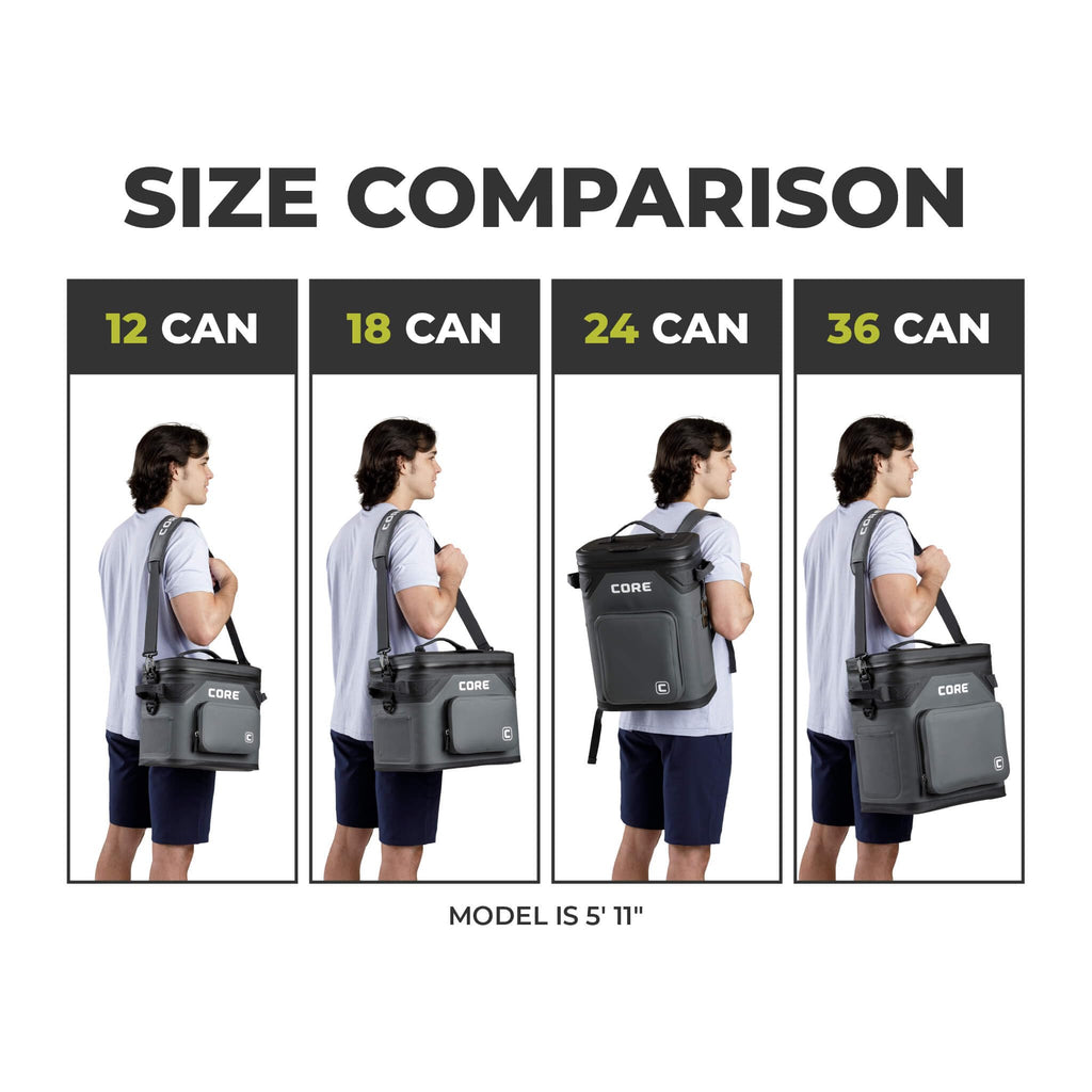 CORE Magnetic Leak Proof Soft Cooler with Waterproof Zipper | Insulated Bag Portable Ice Chest Box | Best Soft Cooler for Food & Beverages for Tailgating, Car Camping, Travel, and Family Beach Picnics