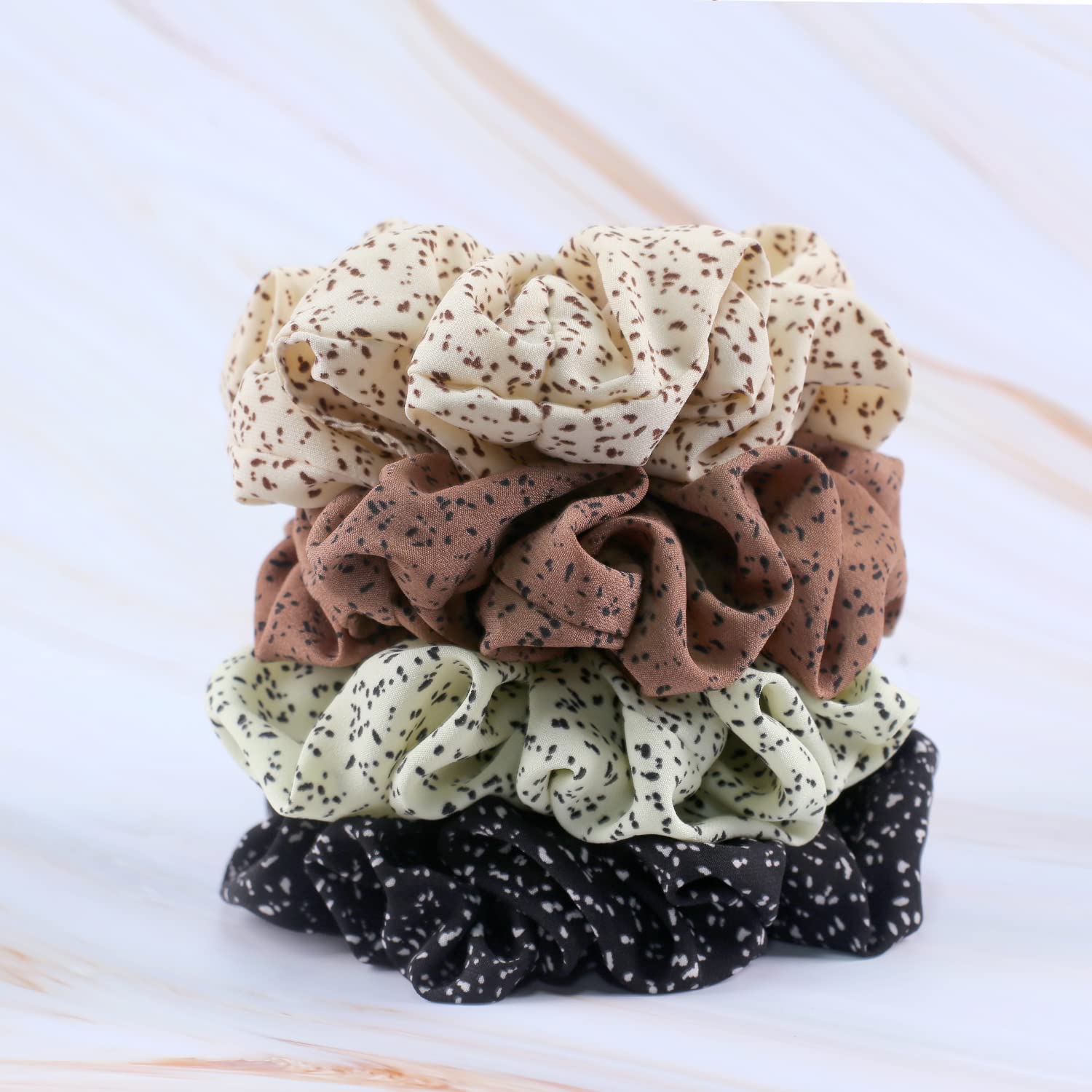 IVARYSS Extra Large Scrunchies for Women's Hair, Premium Satin Soft Jumbo Scrunchy, XL 6 inch Big Elastic Thick Band Hair Accessories, 4 Pack, Dots
