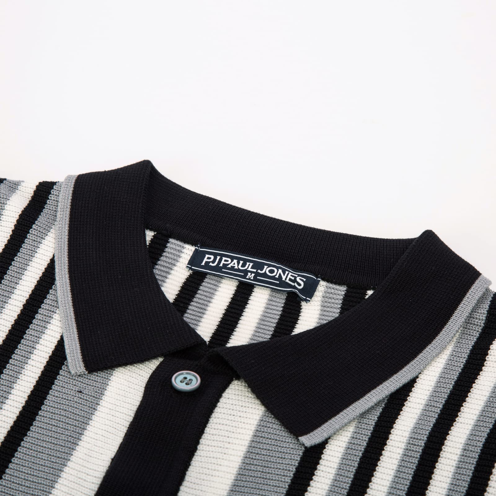 PJ PAUL JONES Men's Polo Shirts Retro Knit Shirt Vintage Striped Shirt