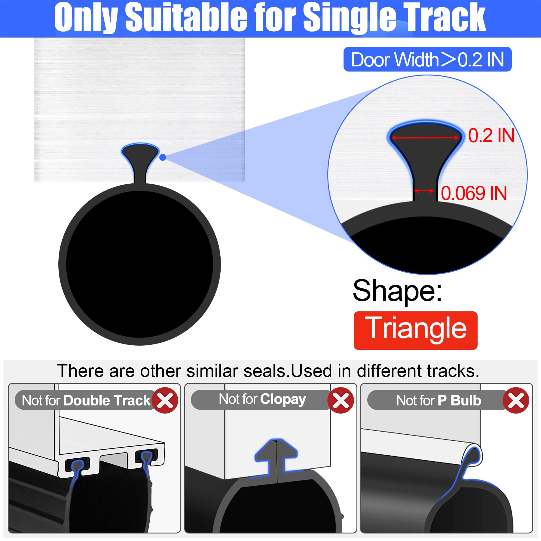 ToLanbbt 8.2FT Garage Door Seals Bottom Rubber 0.19" P Bulb Bottom Weather Seal, Weatherproof Replacement Weather Stripping Compatible with Overhead Door (8.2 FT, Gray)