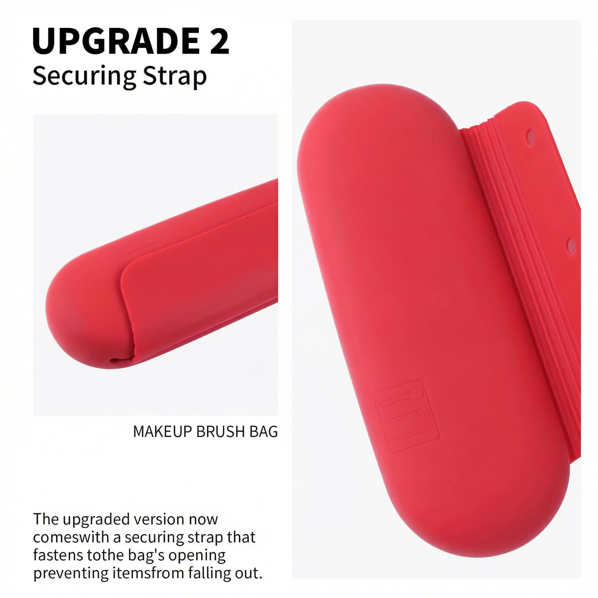 AGIKET Silicone Makeup Brush Holder Travel Cosmetic Bag：Soft Portable Cosmetic Face Brushes Holder with Upgrade Anti-Fall Out Magnetic Closure, Large Travel Makeup Brush Case - Walnut