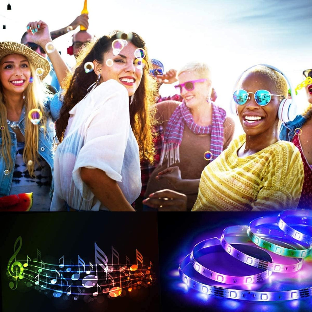 RUISHINE Battery Operated LED Strip Lights 20ft, Battery Powered LED Strip Lights for Bedroom Color Changing APP Remote, USB Led Lights for TV, Room, Kitchen, Party