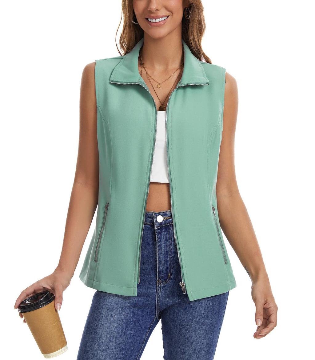 MISS MOLY Women's Lightweight Vest Casual Zip Up Utility Vest Hiking Golf Sleeveless Jackets with Pockets