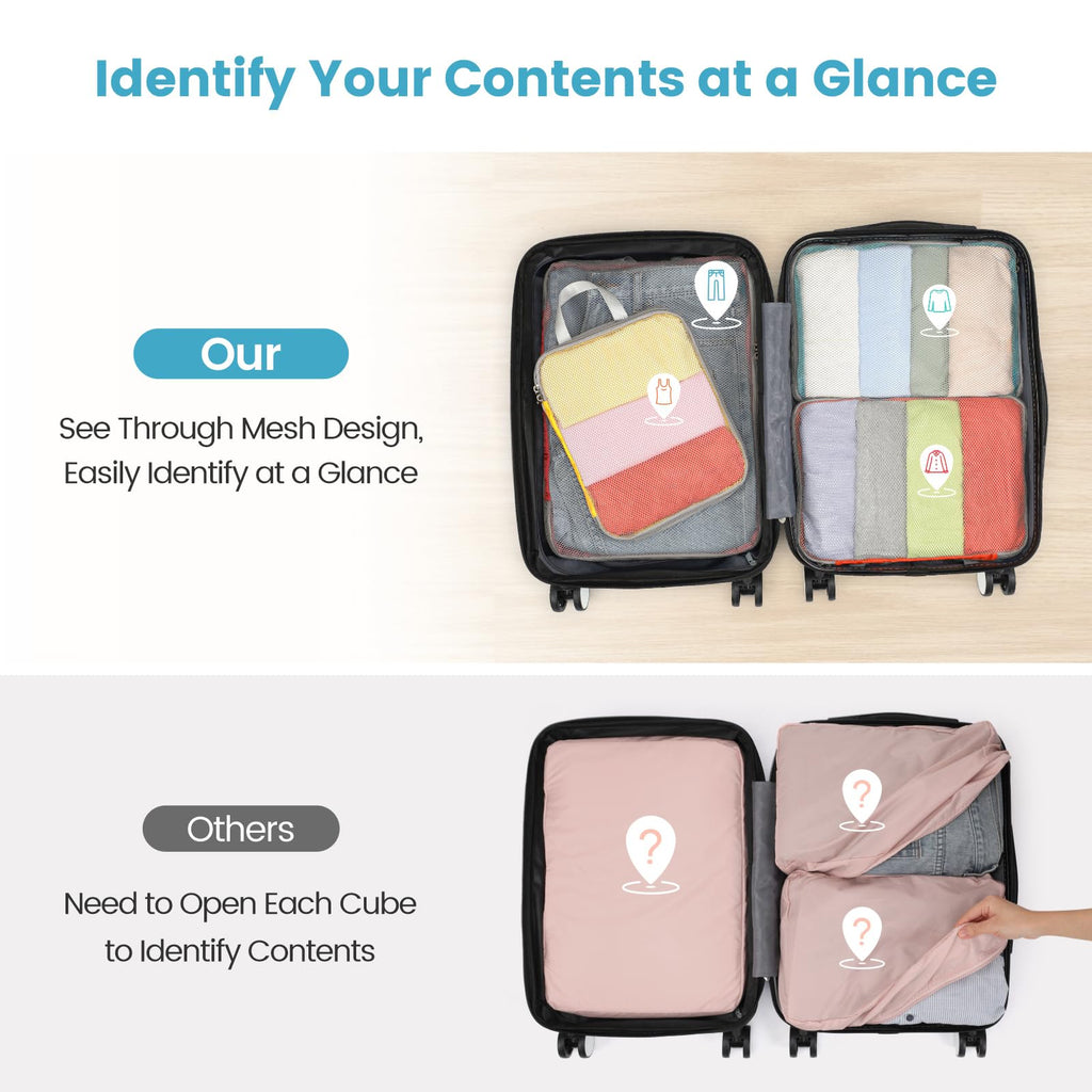 Cambond Compression Packing Cubes for Travel - Lightweight Expandable Travel Bags Luggage Organizers Travel Essentials Compression Cubes for Travel Space Saver for Carry on Suitcases Organizer