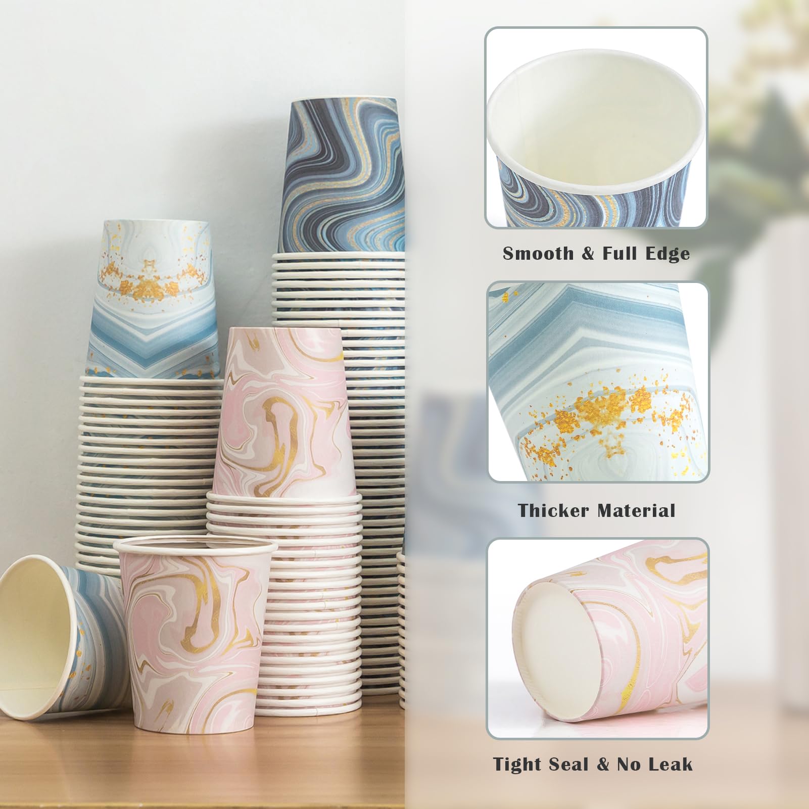 BYSNOW 100 Pack 3 oz Paper Cups, Disposable Bathroom Cups, Small Mouthwash Cups, Mini Paper Cups for Bathroom, White 100Pack