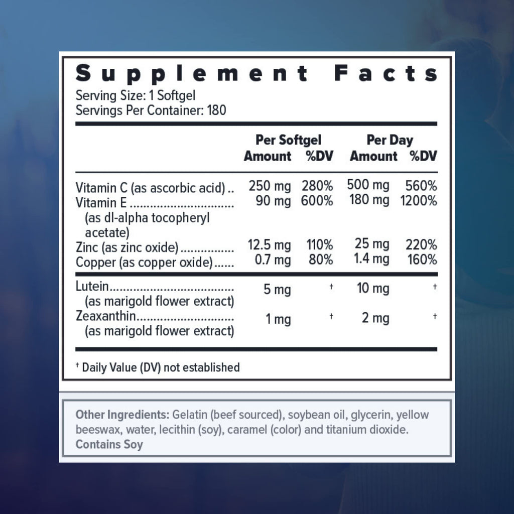 Focus Select AREDS2 Based Eye Vitamin-Mineral Supplement - AREDS2 Based Supplement for Eyes (60 ct. 30 Day Supply) - AREDS2 Based Low Zinc Formula - Eye Vision Supplement and Vitamin