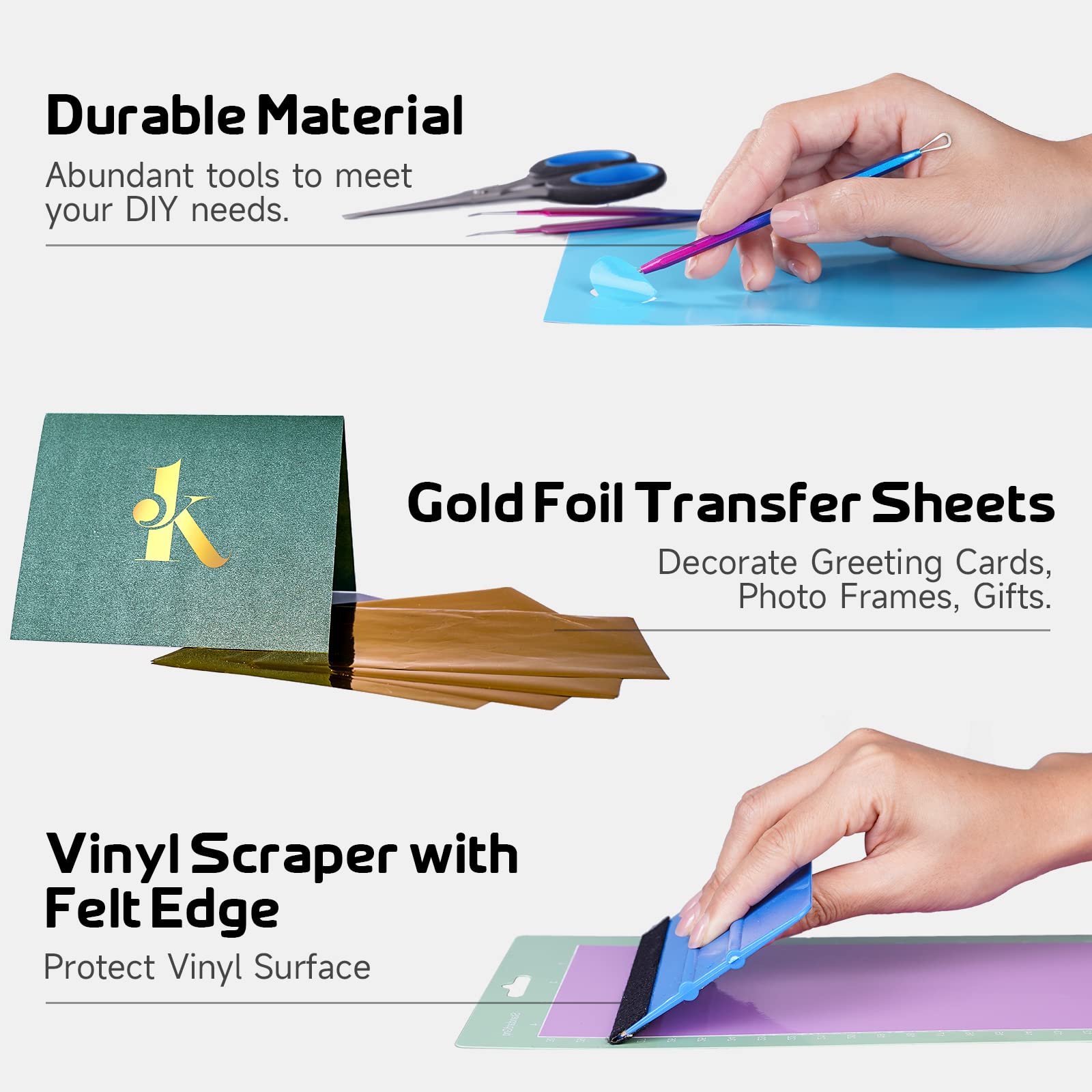 GO2CRAFT All-in-One Accessories Bundle, 90Pcs Ultimate Tools and Accessories with Vinyl, Weeding Tools, Transfer Tape, Crafting Starter Kit