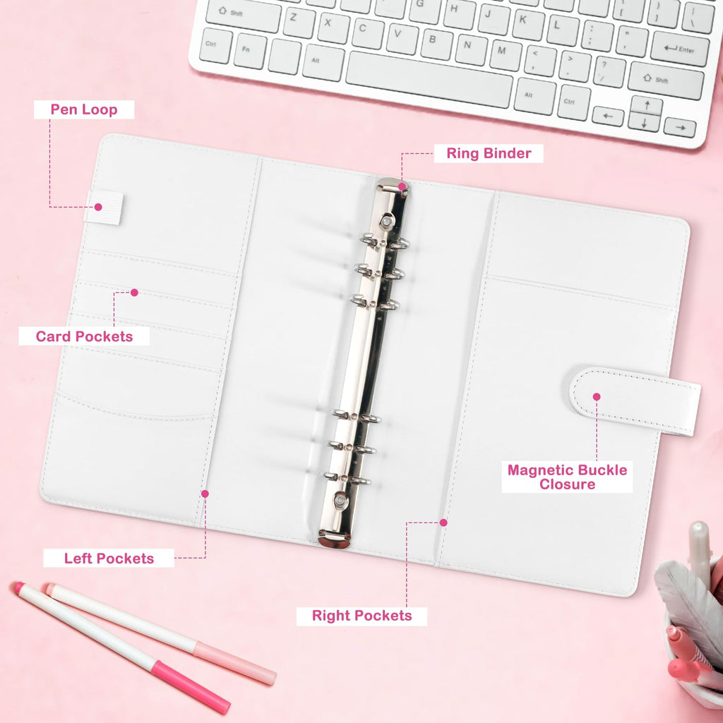 A5 Kpop Photocard Binder with 30 Pack 4-Pocket Card Pages, 6 Ring A5 Binder Card Collector Album with 240 Card Slots,PU Leather Binder Cover with Magnetic Buckle Closure for Organizing Trading Card
