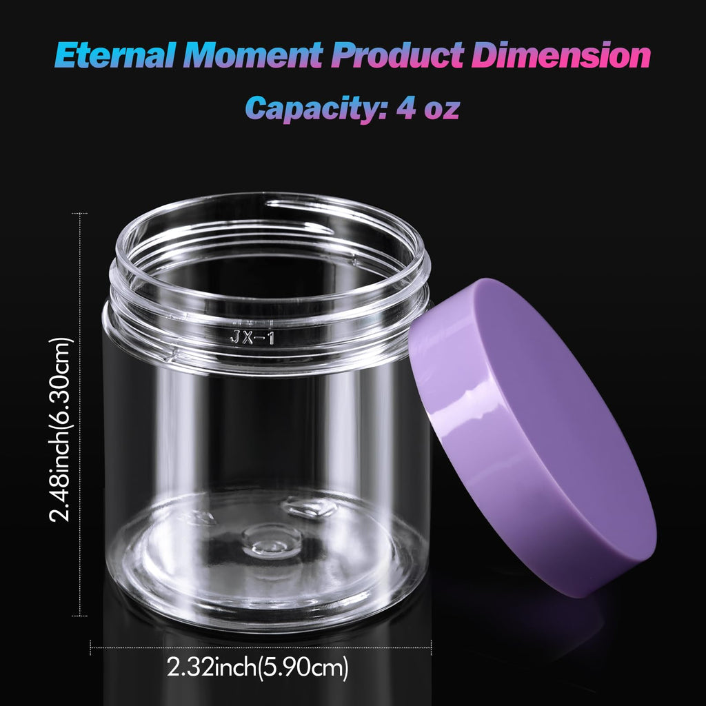Eternal Moment 36 Pack 1 OZ Plastic Jars Round Clear Cosmetic Container Jars with Lids, Perfect for Lotion, Cream, Ointments, Makeup, Eye Shadow, Rhinestone, Samples, Pot, Travel Storage