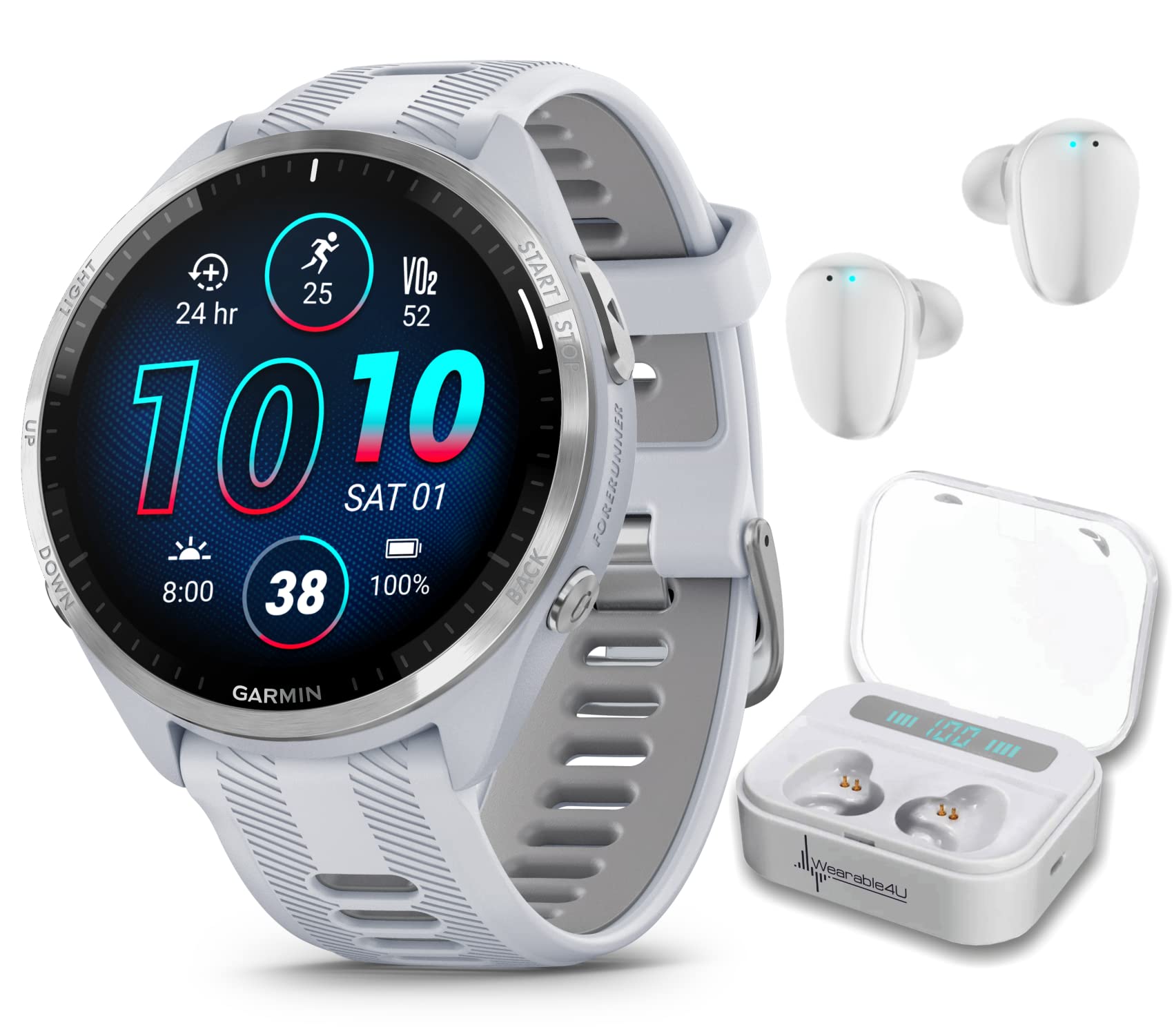 Garmin Forerunner 965 Premium GPS Running and Triathlon 47 mm Smartwatch with AMOLED Touchscreen Display, Carbon Gray DLC Titanium Bezel and Yellow Silicone Band + Black Earbuds Bundle