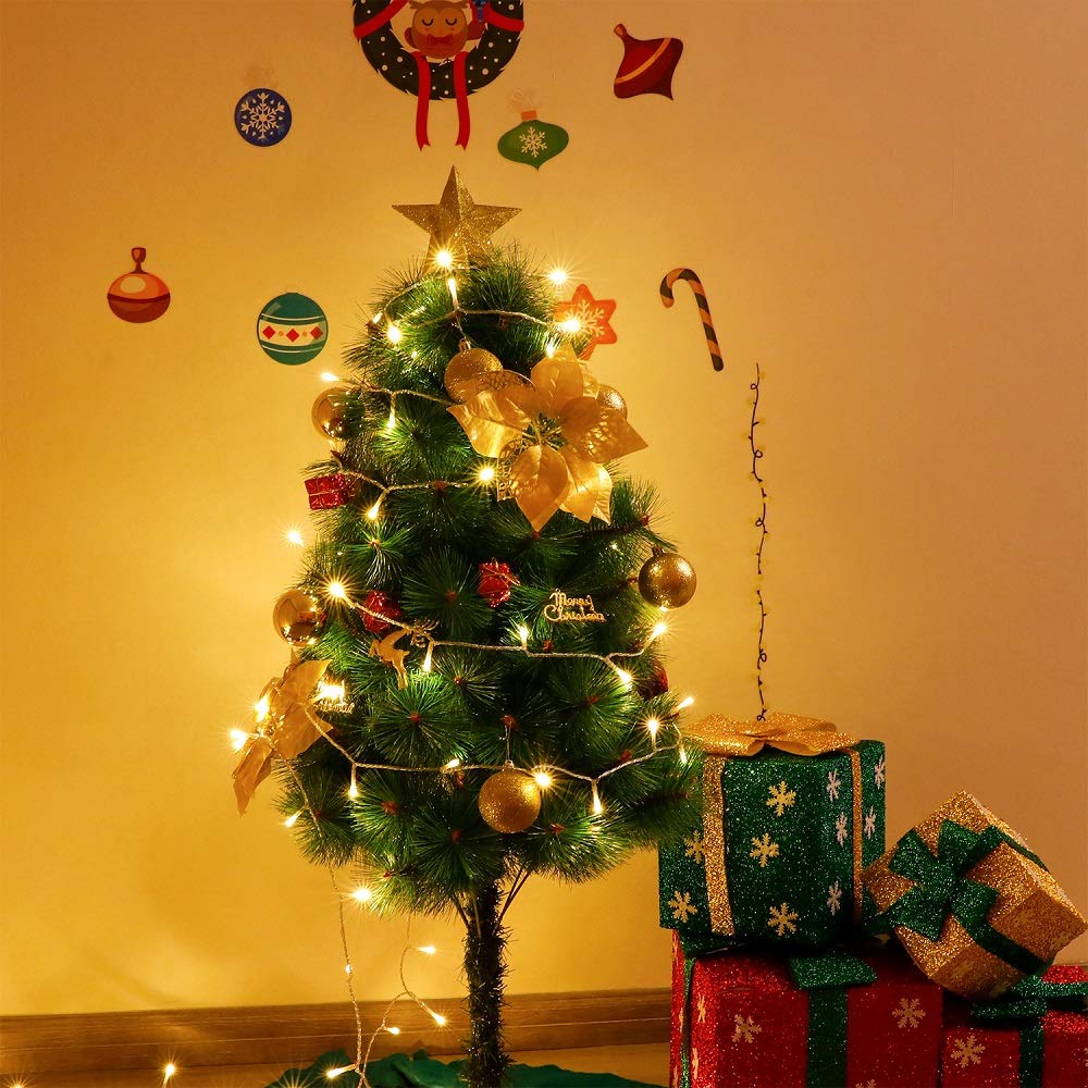 Connectable 100 LED String Lights Indoor Outdoor, 33FT Warm White Christmas Lights Waterproof, 13 Modes with Timer, Twinkle Fairy Lights Plug in Clear Wire for Christmas Tree, Bedroom, Classroom Decor
