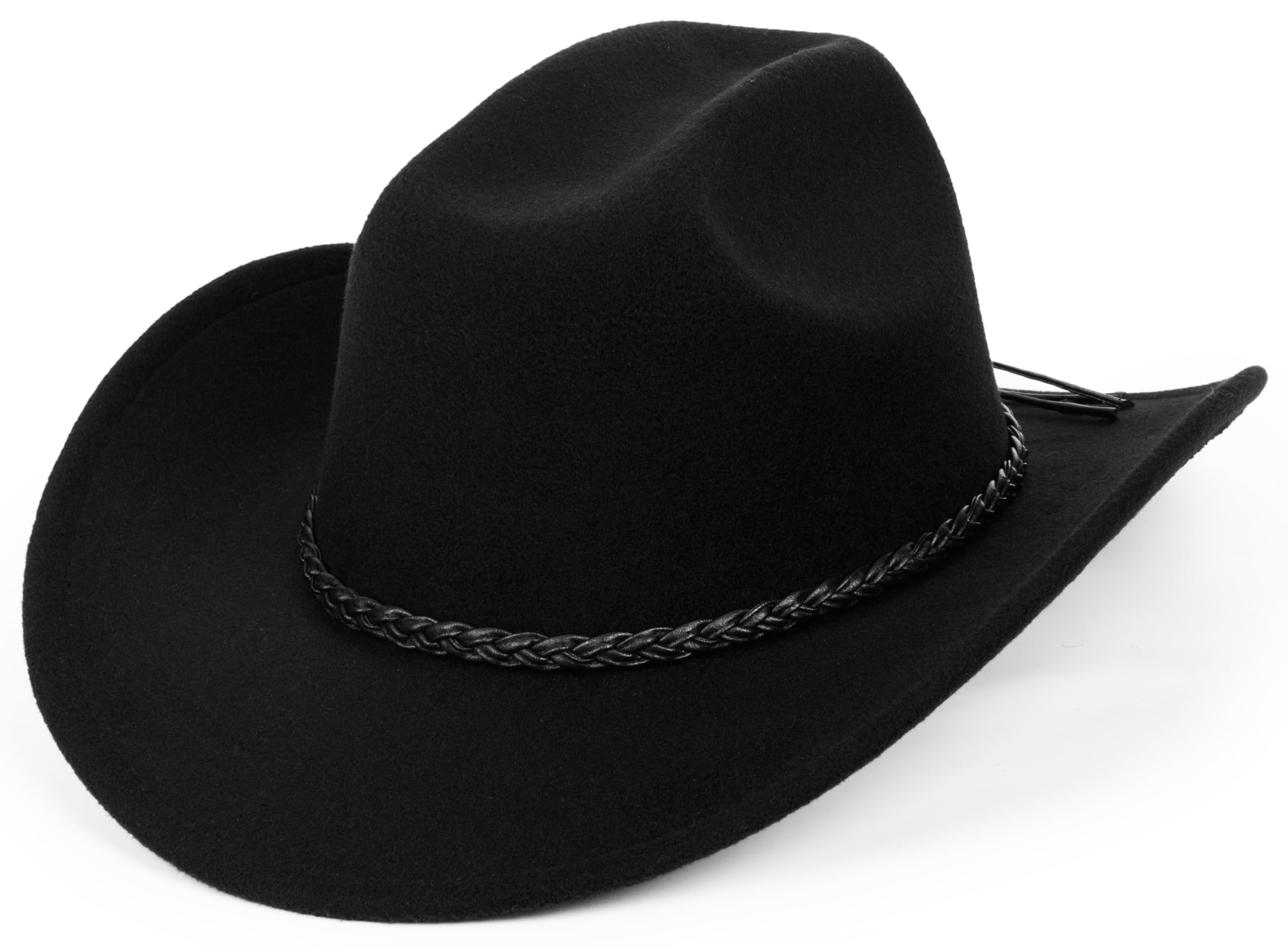 Eohak Womens Western Cowboy Hats Studded Pinched Western Cowgirl Hats Wide Brim Fedoras Hat with Belt Buckle (Size:Medium)