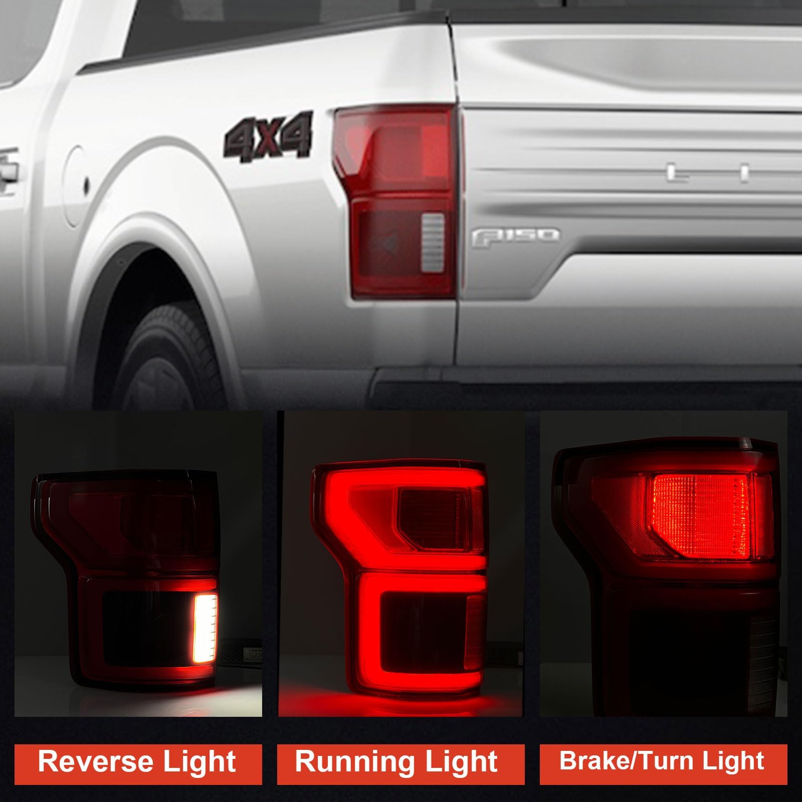 LED Tail Light Compatible With Ford F150 F-150 2018 2019 2020 W/Blind Spot Left Driver Side Taillights Taillamps Brakelights Replace Part Number:KL3Z13405B