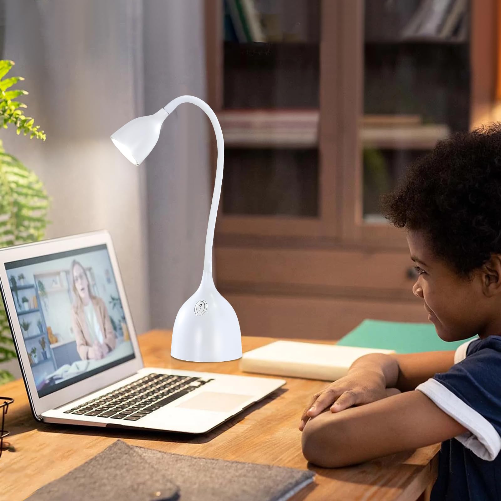 EJIAXIN Gooseneck Desk Lamp 360° LED Flexible Reading Light Small Desk Lamps for Small Spaces Home Office Bedroom College Dorm Desk Bookshelf Nightstand Table Lamp (Purple)