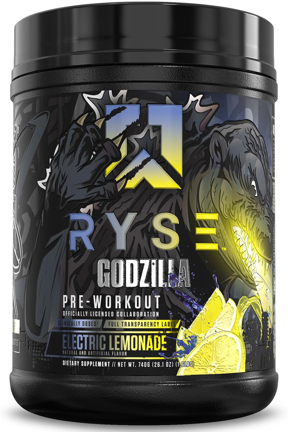 RYSE Godzilla X Noel Deyzel Pre Workout Powder - BlackBerry Lemonade - 400mg Caffeine, High Stim Pre-Workout for Men & Women with Citrulline & Beta Alanine - Energy, Pump & Focus - 20/40 Servings