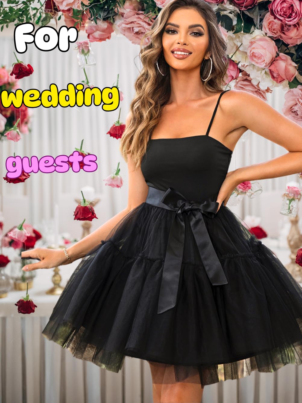Kaei&Shi Poofy Short Tulle Dress,Spaghetti Strap Semi Formal Dresses for Women,Elegant Birthday Outfit Homecoming Cocktail