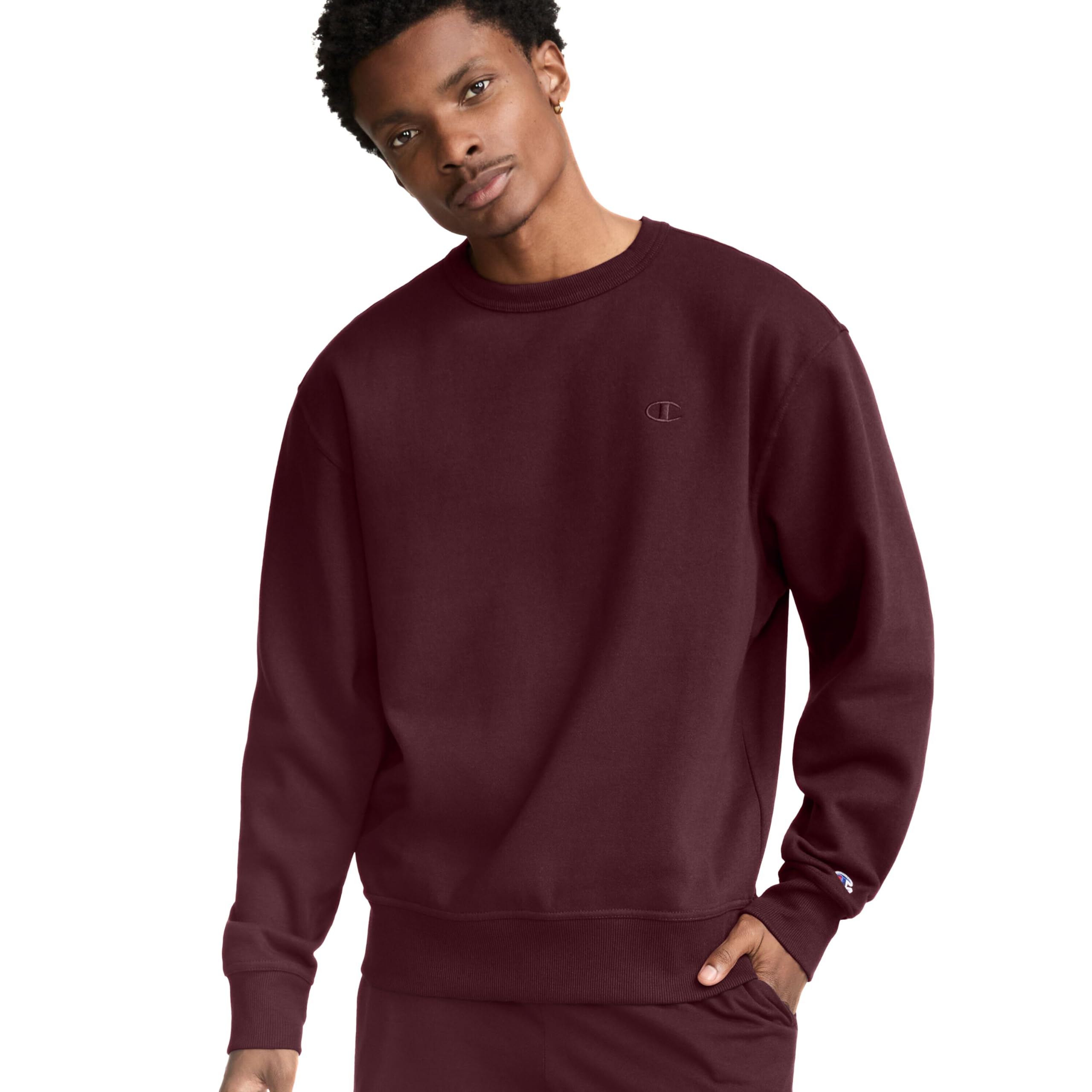 Champion Men's Men's Crewneck Fleece Sweatshirt, Standard Fit, Midweight, C Logo, Available in Regular and Big & Tall