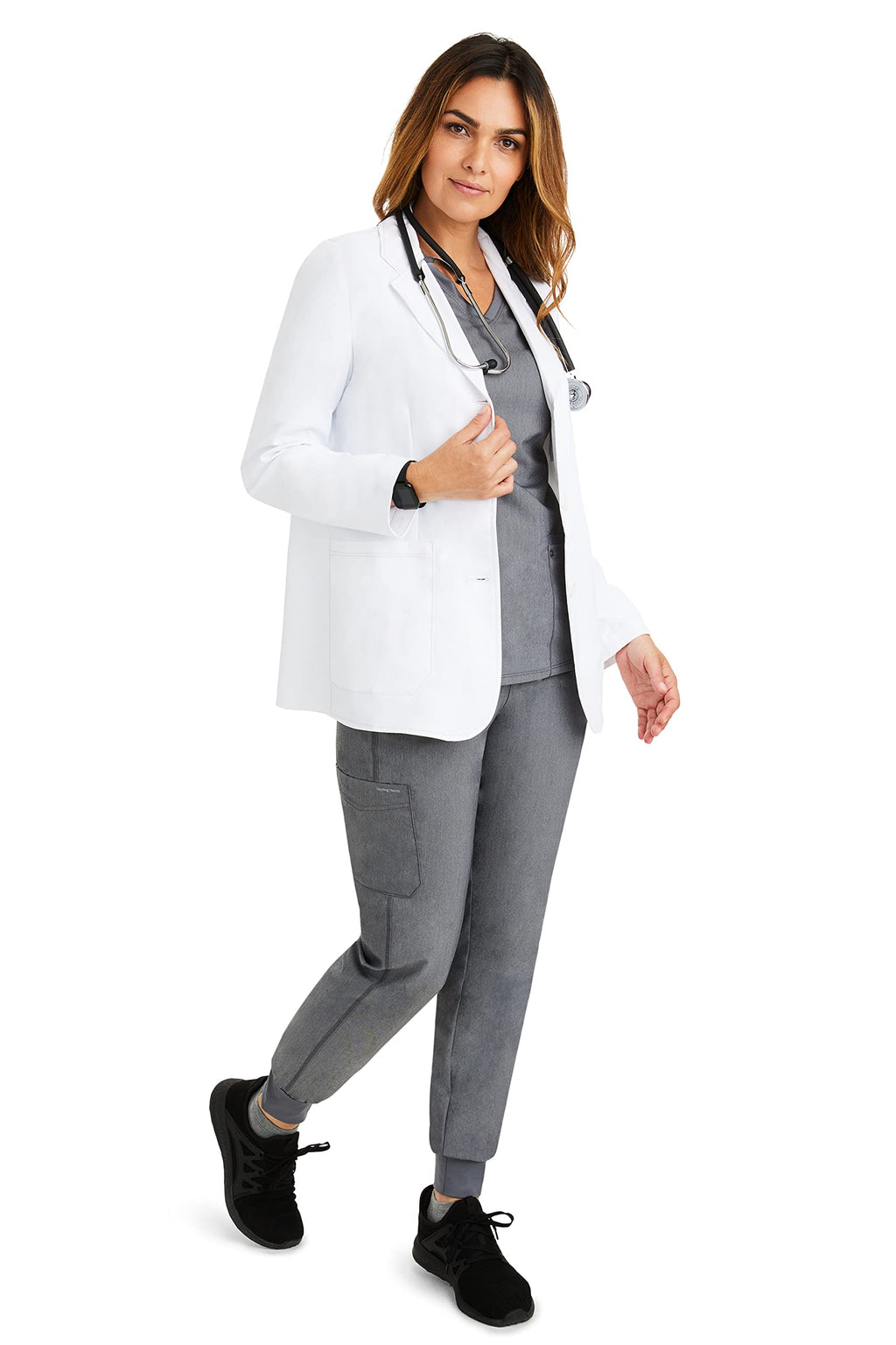 Healing Hands Women's Lab Coat with 4 Pockets, Moisture Wicking & 2-Way Stretch Fabric, Button Front Consultation Coat 5160