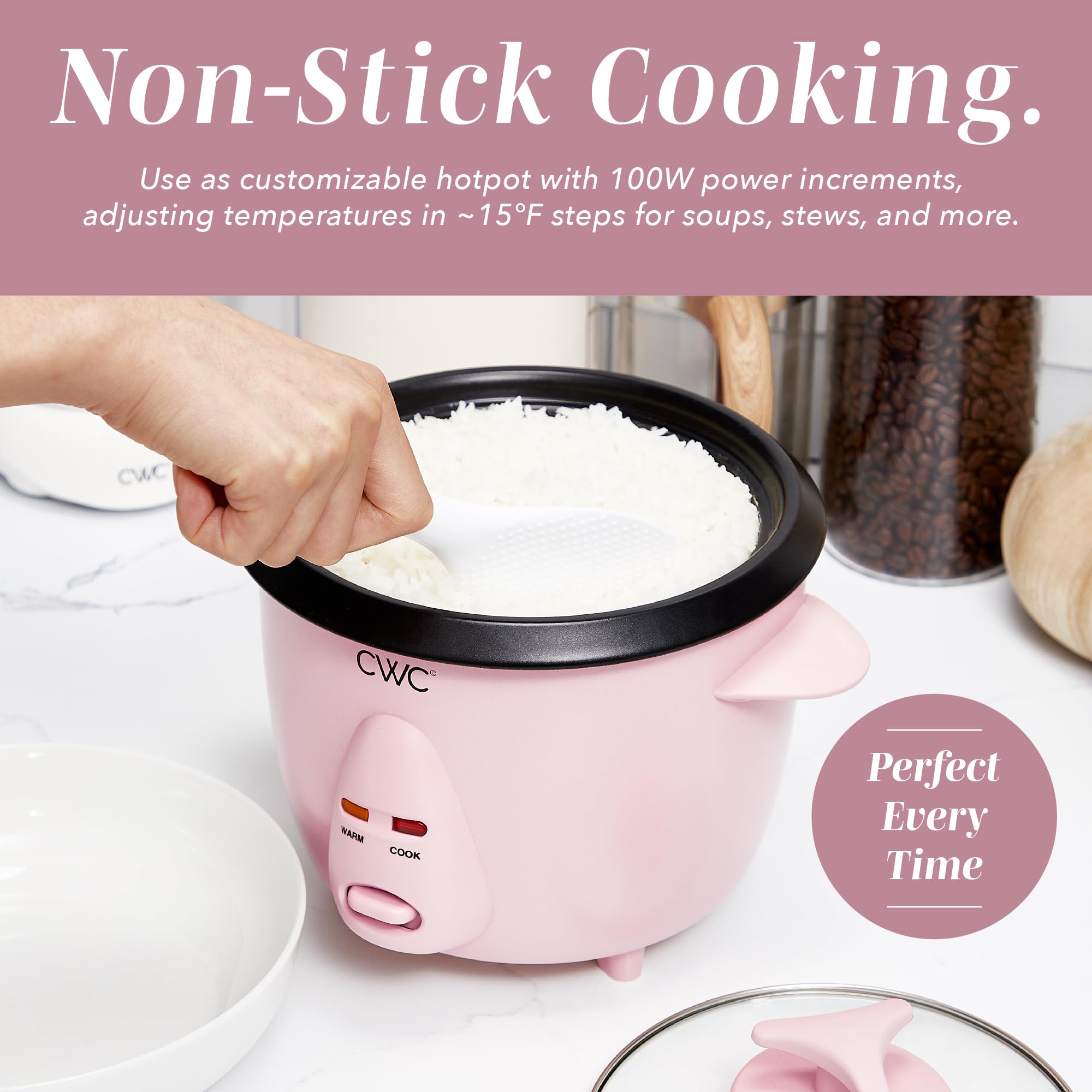 COOK WITH COLOR 6 Cup Rice Cooker 300W - Effortless Cooking and Perfectly, Cooks 3 Cups of Raw Rice for 6 Cups of Cooked Rice, Floral Blue