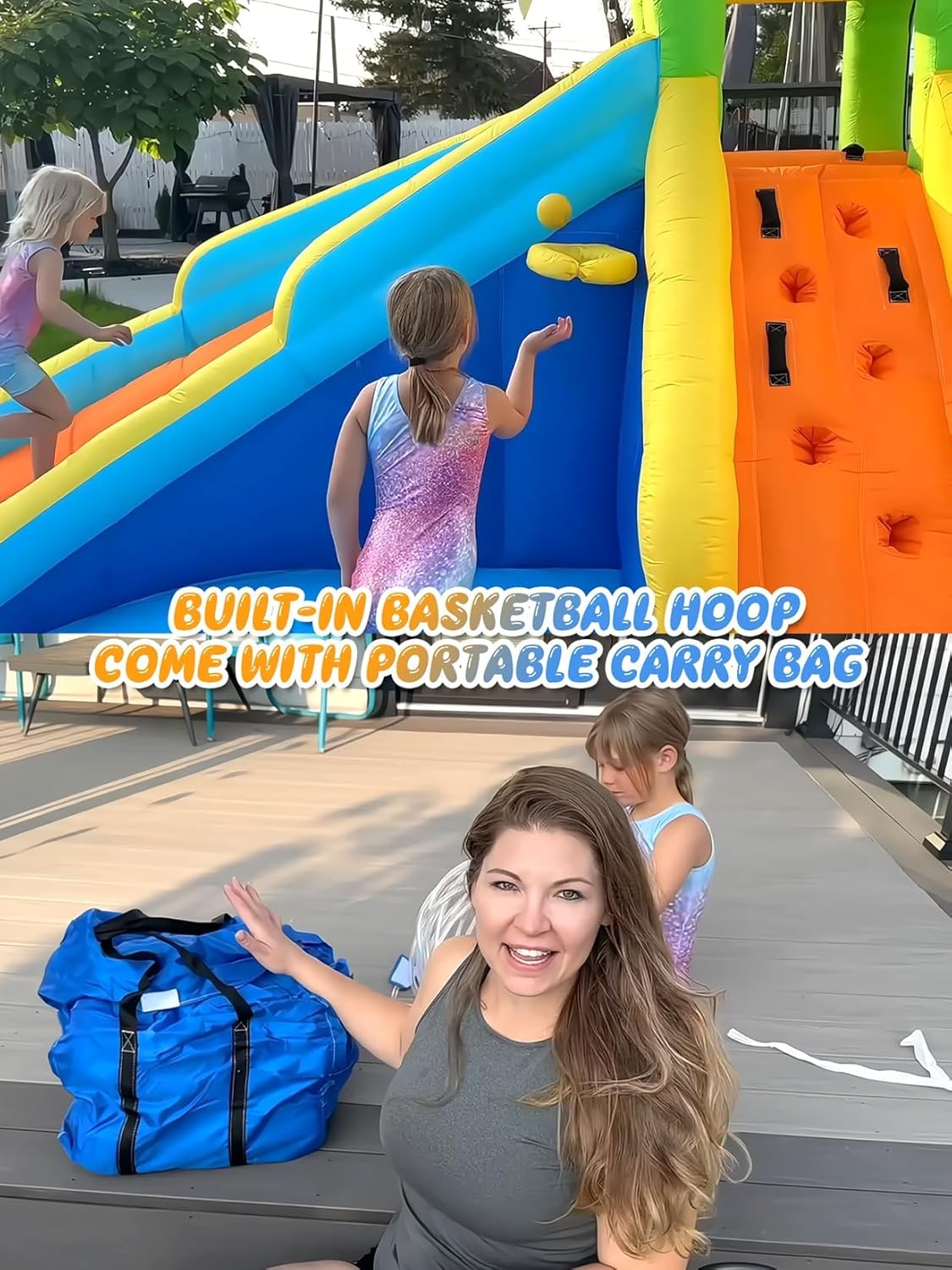ROOJER Crocodile Inflatable Water Slide for Kids Backyard 8-in-1 Blow Up Wet & Dry Bounce House Water Park with Blower, Splash Pool, Climbing Wall, Double Cannons for Indoor Outdoor Party Fun Ages 3-8
