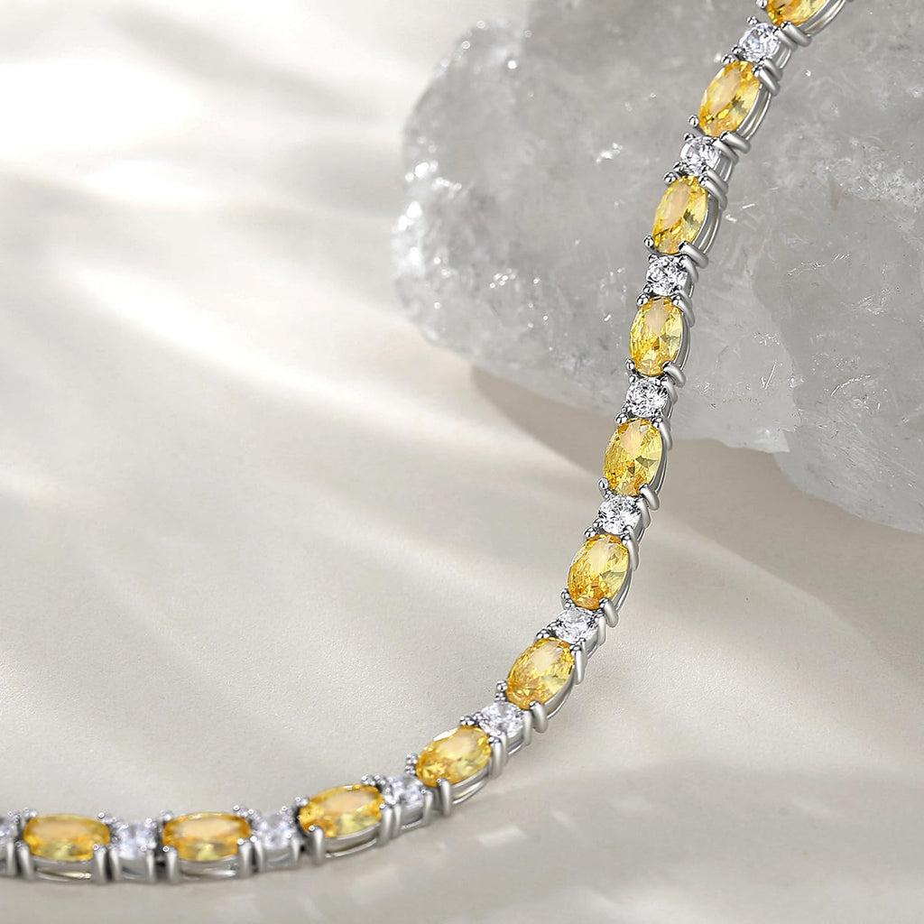 FANCIME Birthstone Bracelets Sterling Silver Tennis Bracelets Charm Fine Jewelry Birthday Gifts for Women 7"