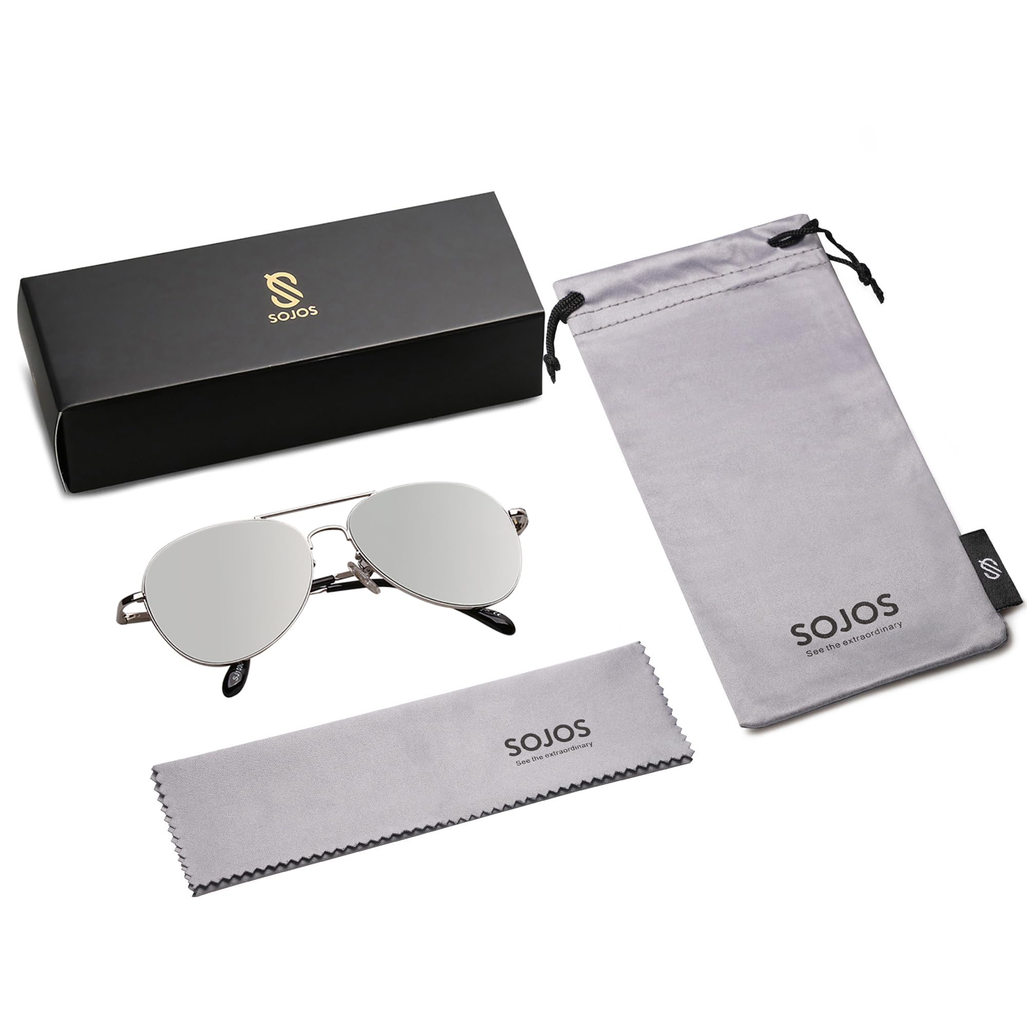 SOJOS Classic Aviator Sunglasses for Women Men Metal Frame Spring Hinges SJ1030