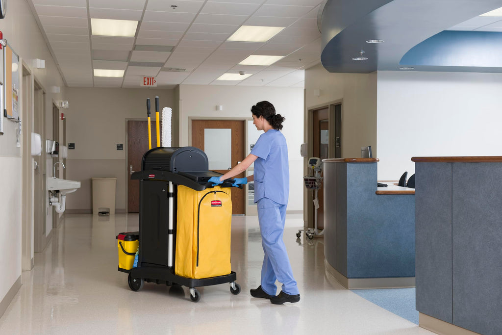 Rubbermaid Commercial Products Cleaning Cart Bag 30-Gallon Yellow Collecting Refuse or Laundry Items Janitorial and Housekeeping Carts Zippered Front