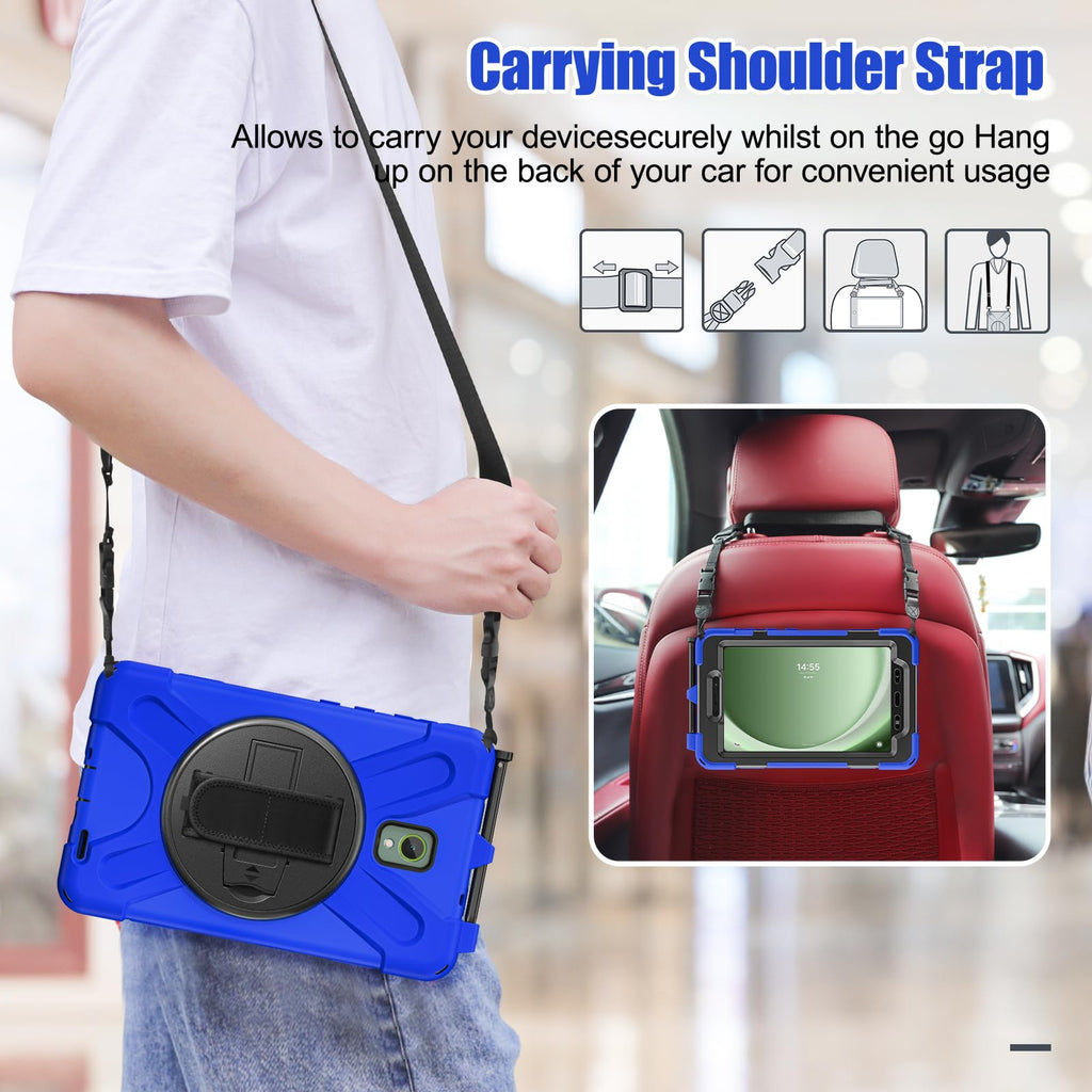 Samsung Galaxy Tab Active5/Active 3 8.0 Case, with 360 Stand, Handle Hand Strap & Shoulder Strap for Galaxy Tab Active5 8" 2024 X300/X307, Active3 8" 2020 T570/T575/T577 (Black)